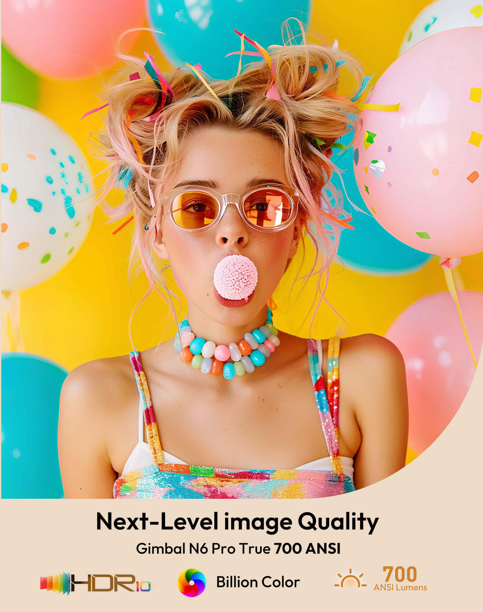 Gimbal N6 Pro Portable Projector With Native 1080P WiFi 6 & Bluetooth 5.4 32GB For Home Theater