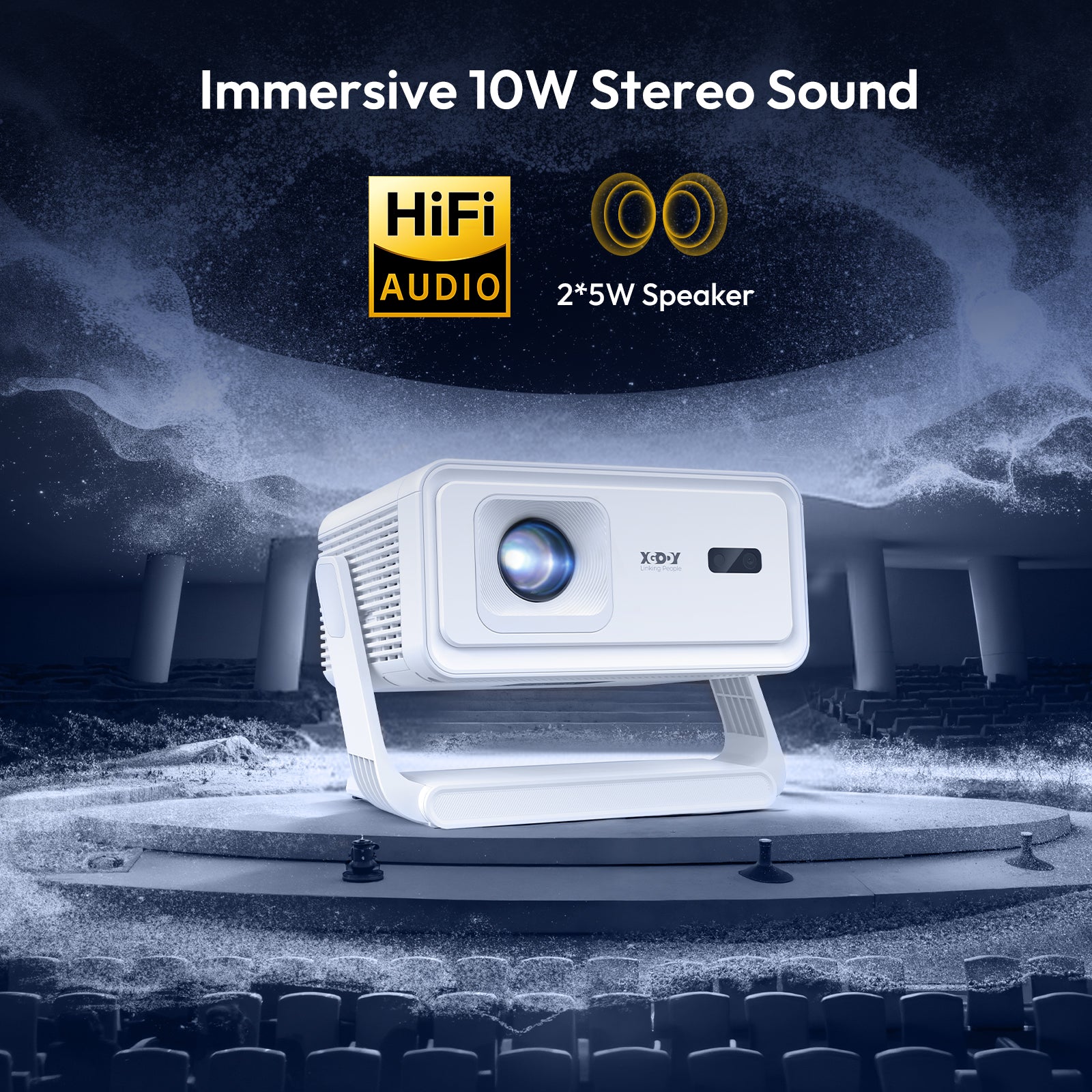 XGODY Gimbal A1 Smart Projector - Android 14 | 6D Auto Keystone | 4K Supported Dual Speakers