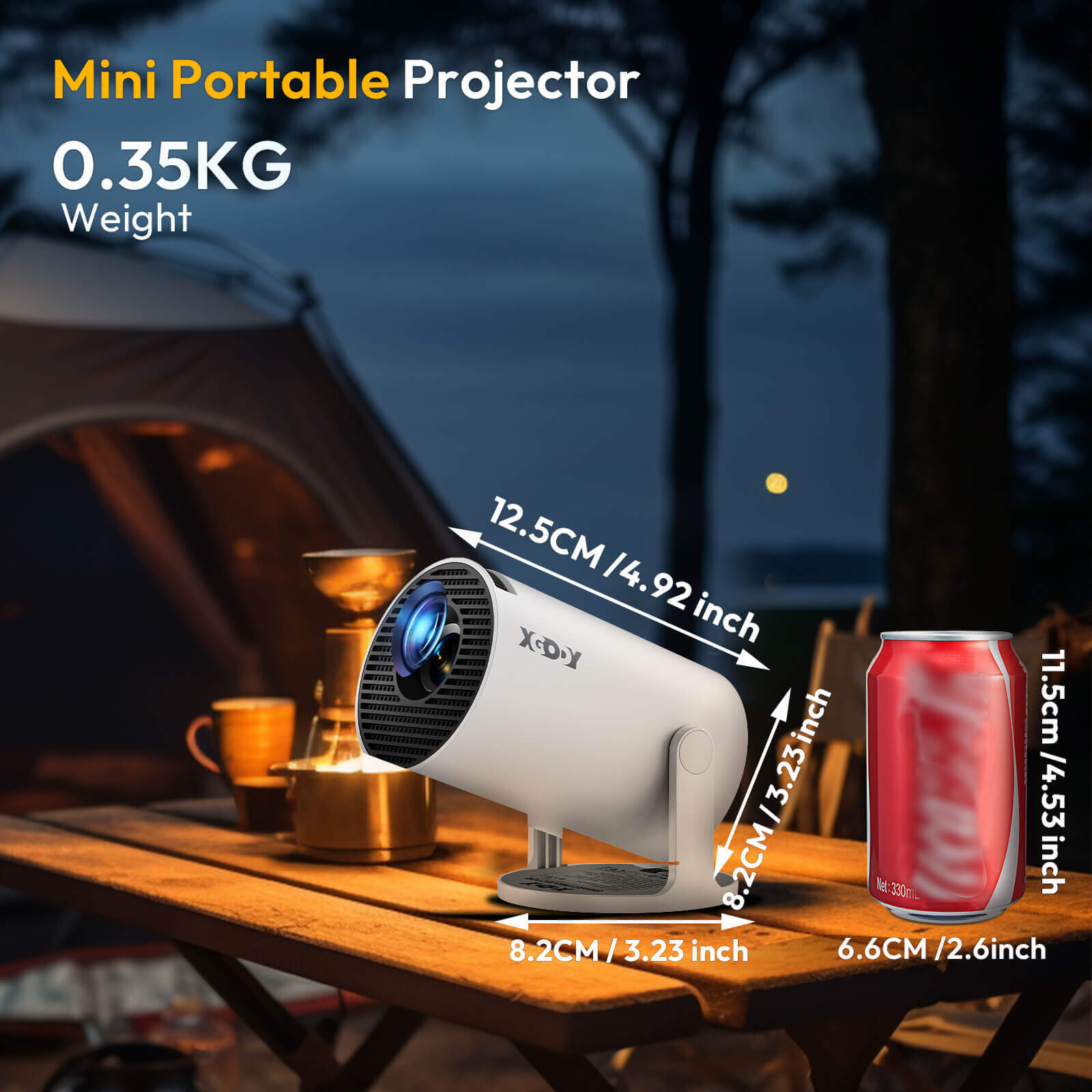 XGODY Gimbal 3 NEW Portable Short-throw Projector, Android 11.0 System With Bluetooth And Dual-Band WiFi6 Compact And Portable
