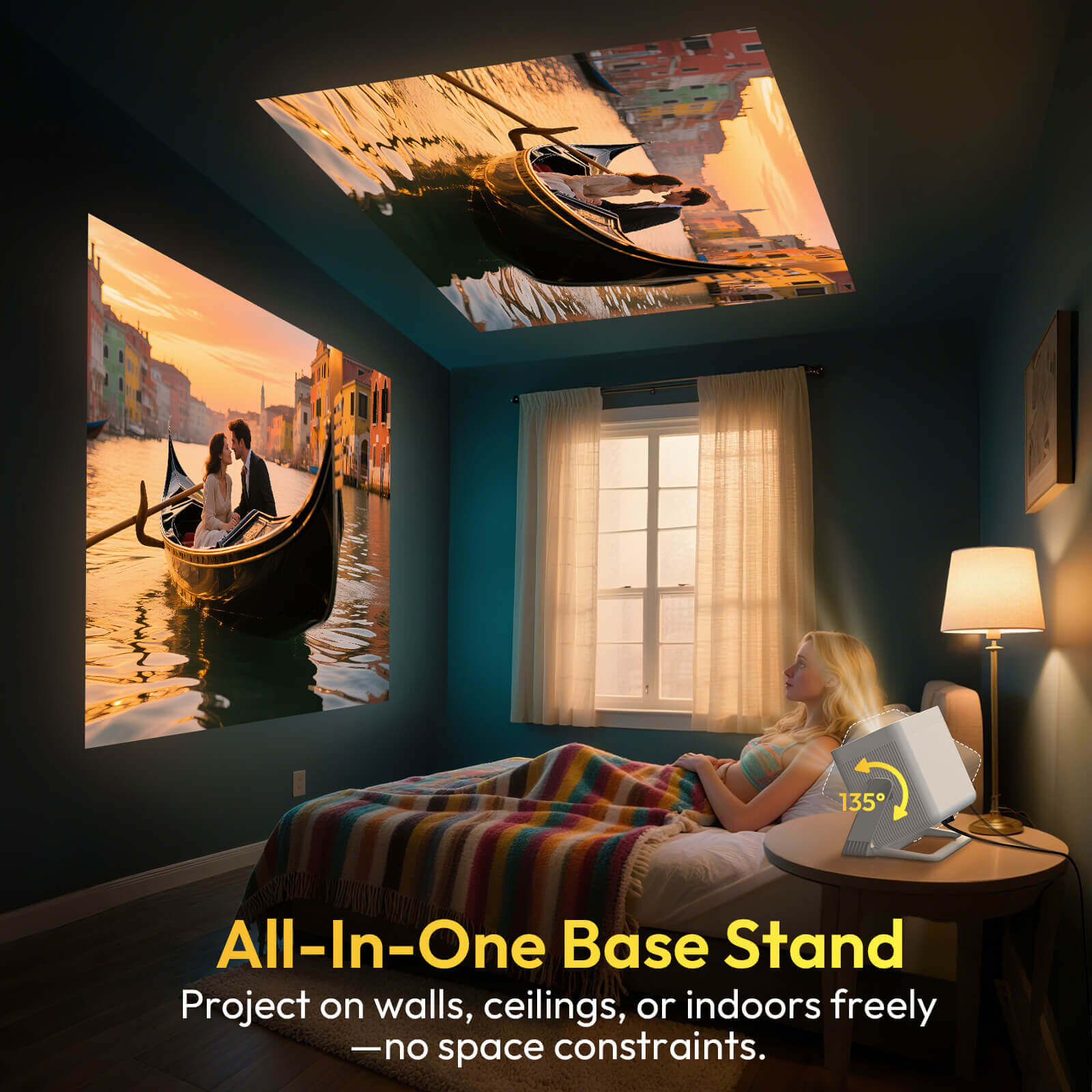 Gimbal A6 PRO: Portable Projector Android 11.0, Native 1080P, 32G Large Capacity, WiFi6 & Bluetooth5.4