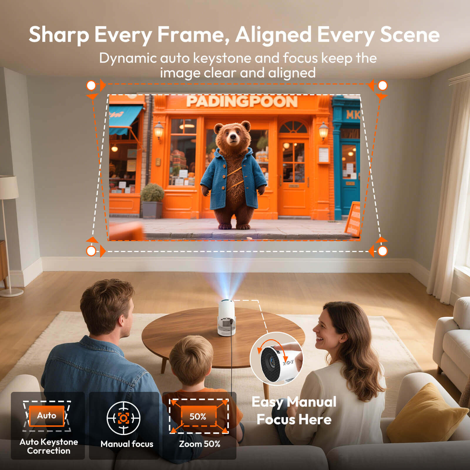 XGODY Gimbal 3S Portable Short-throw Projector, Android 11.0 system With Bluetooth And Dual-band WiFi6