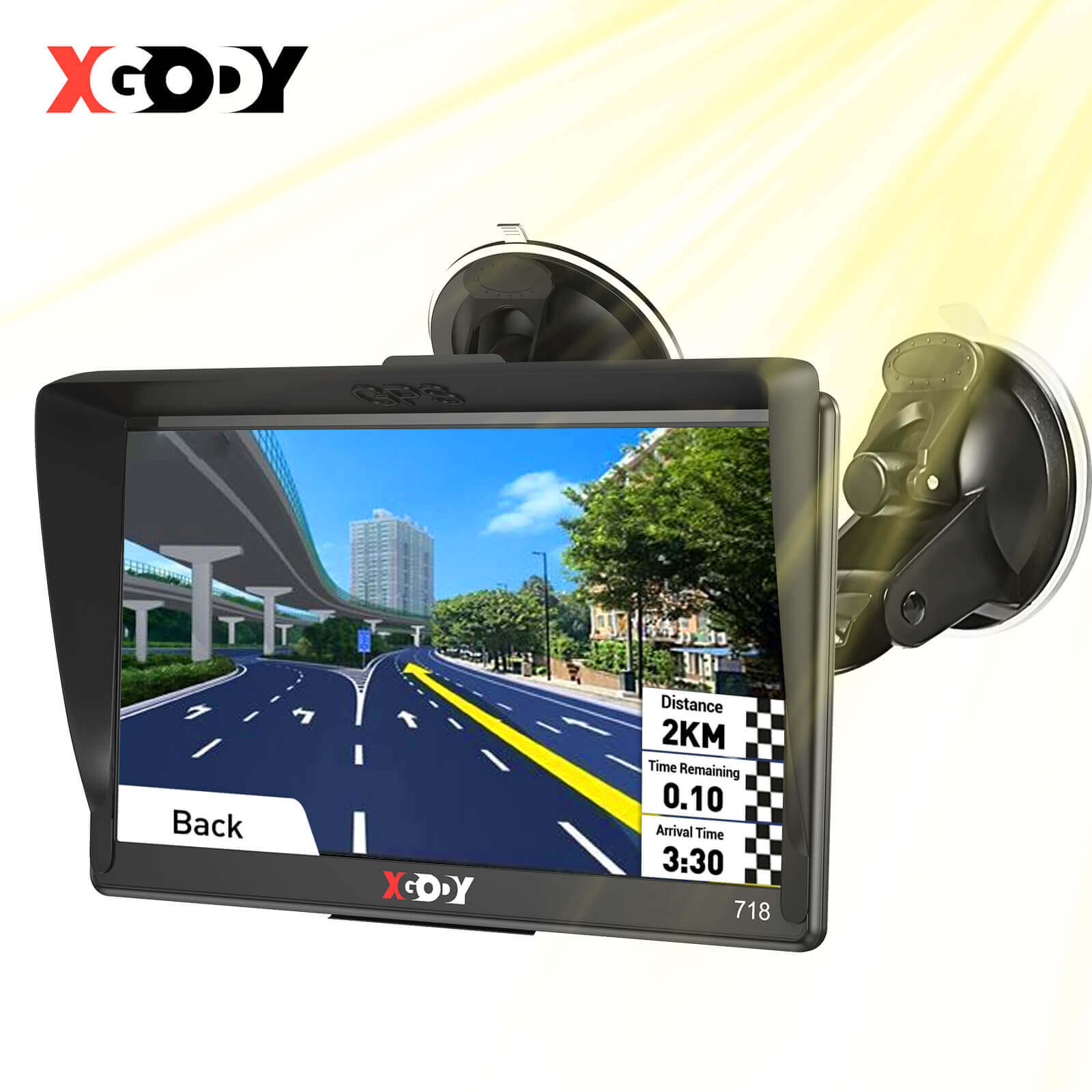 XGODY Sat Nav 718 GPS Navigation System For Car Truck with Voice Direction Guidance Speed Camera Warning