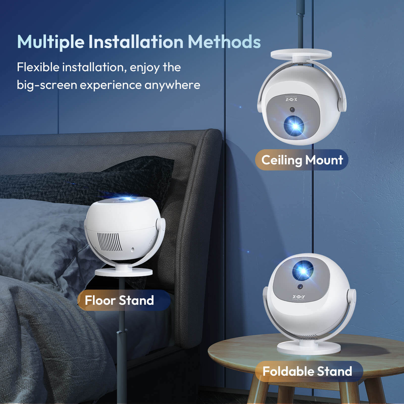 Gimbal A2: Portable Projector Dual Speakers Android 11.0, Native720P, WiFi6 & Bluetooth5.2 Connectivity