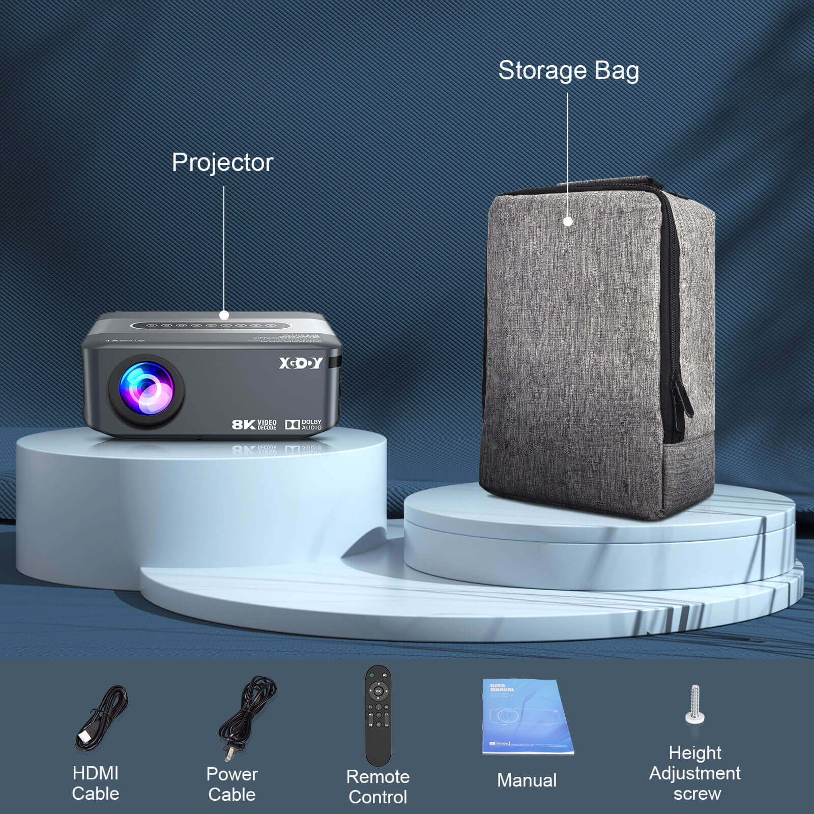 XGODY X1 | Native 1080P Projector 4K With Android 9.0 TV & Dolby Sound, For Wireless Outdoor Movies Night