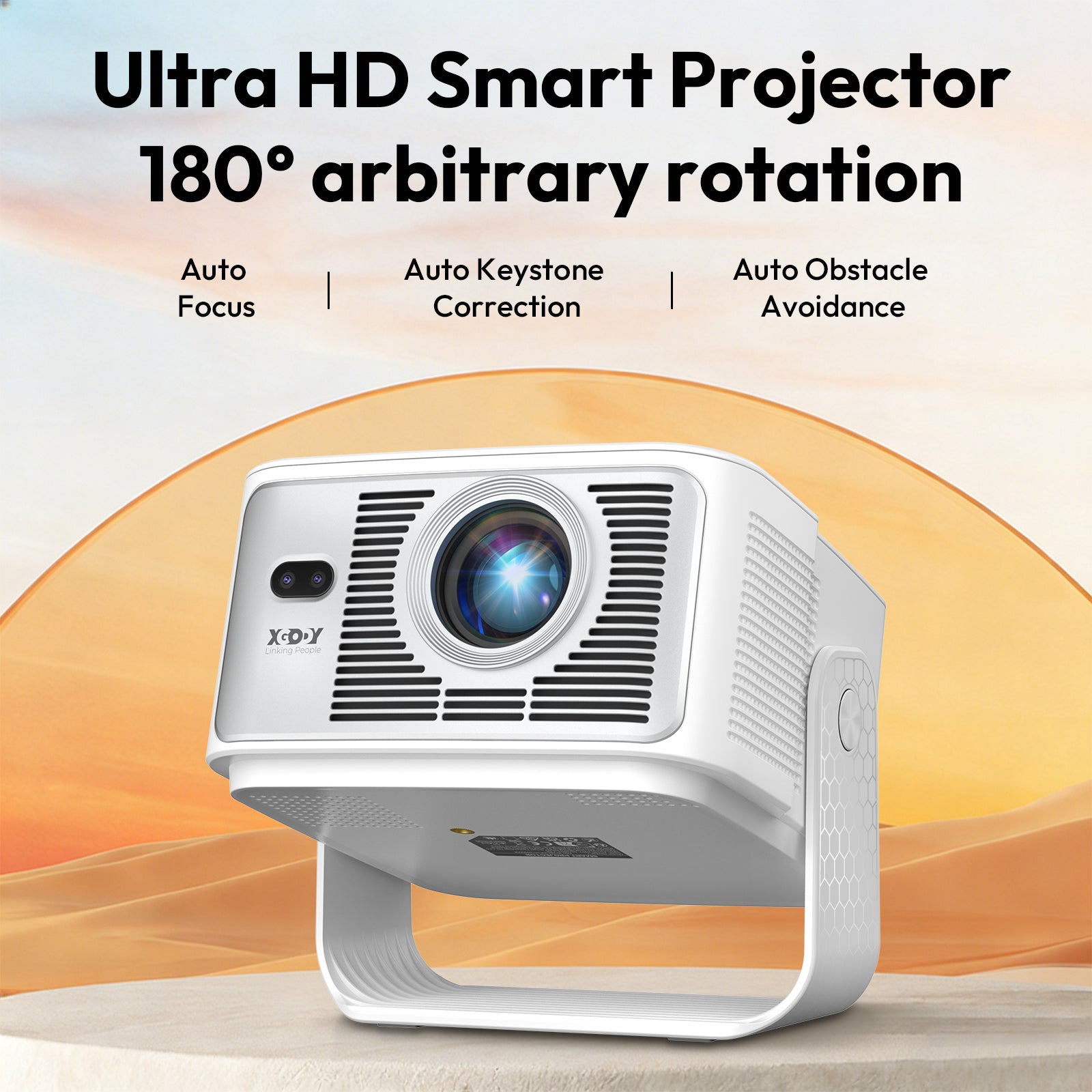 XGODY Gimbal 7 Portable Short-throw Projector, Android 14.0 System 8K Support