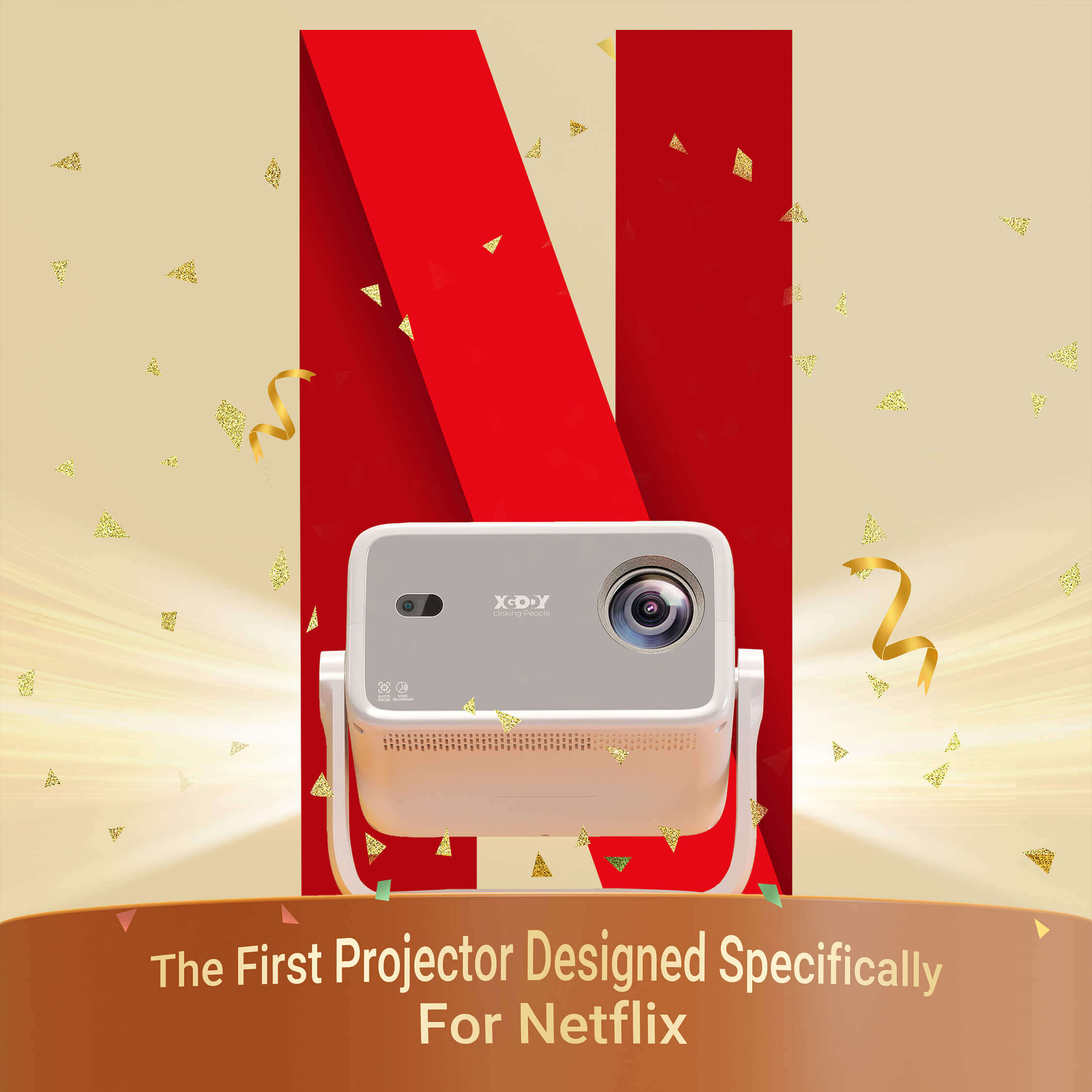 Gimbal N6 Portable Projector With Native 1080P, WiFi 6 & Bluetooth 5.2 For Home Theater