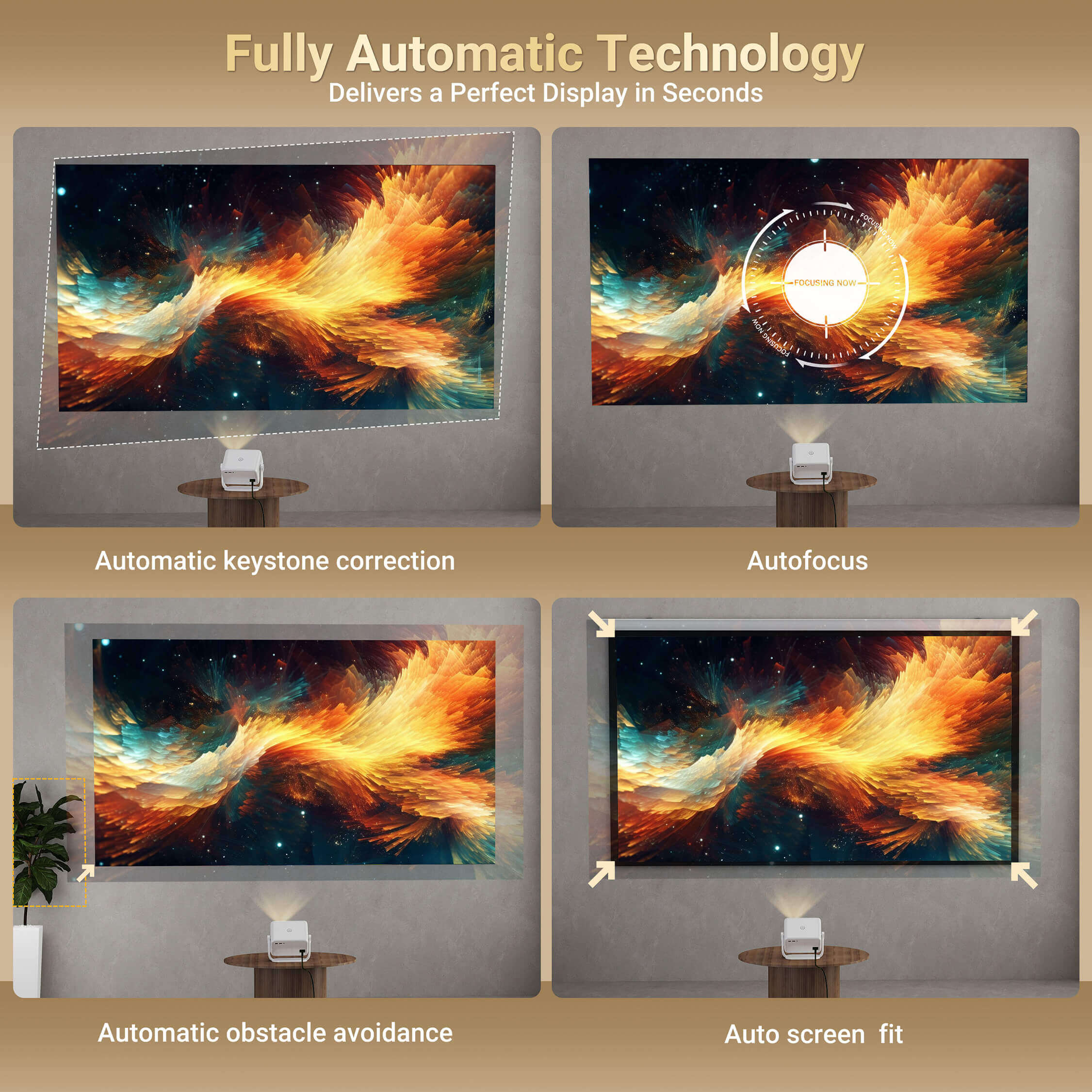 Gimbal N6 Portable Projector With Native 1080P, WiFi 6 & Bluetooth 5.2 For Home Theater