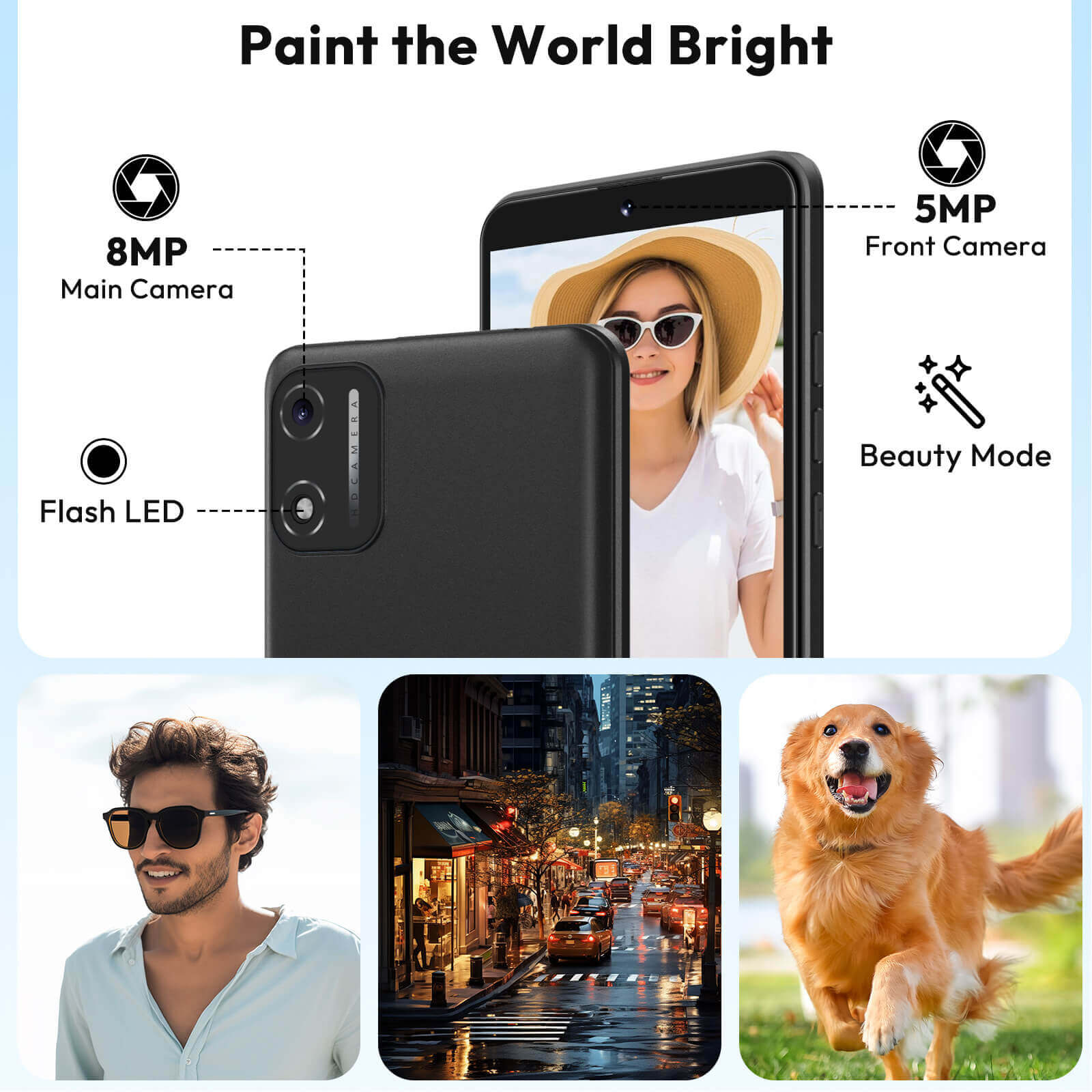 X32 5.5" Android 14 Unlocked 4G Android Phone | Built-in Face Recognition, Triple Card Slot