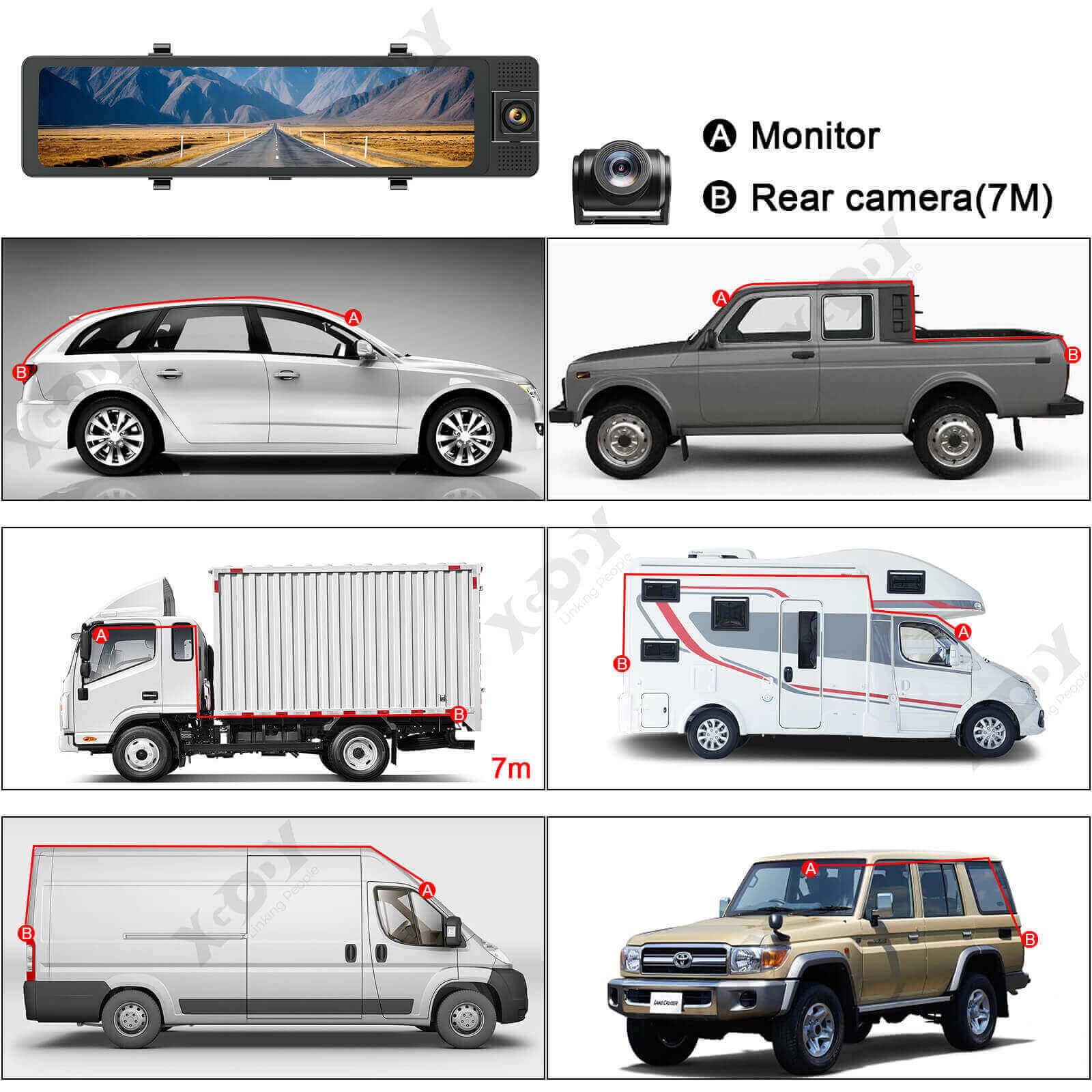 Cost-effective and Most worthwhile XGODY J406 Triple Channels Dash Cam - 12-Inch Touch Screen, 4K Ultra HD - XGODY