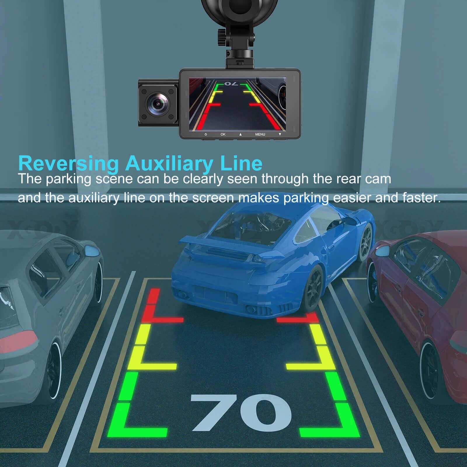 Cost-effective and Most worthwhile XGODY Q18 Triple | Lens Dash Cam | 2K Front + Dual 1080P Rear, 24-Hour Monitoring, Night Vision - XGODY