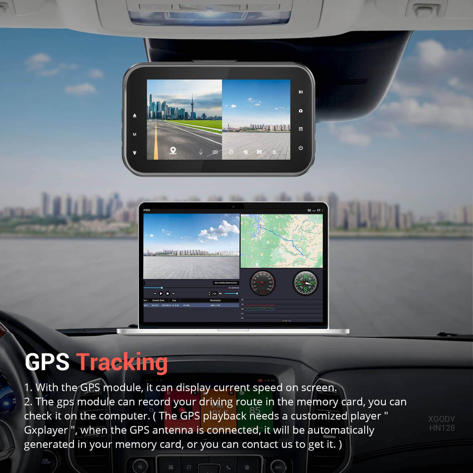 Cost-effective and Most worthwhile 4K Dash Cam Built in WiFi, GPS Car Dashboard Camera Recorder With Night Vision, Dual Lens, 3-inch Screen - XGODY