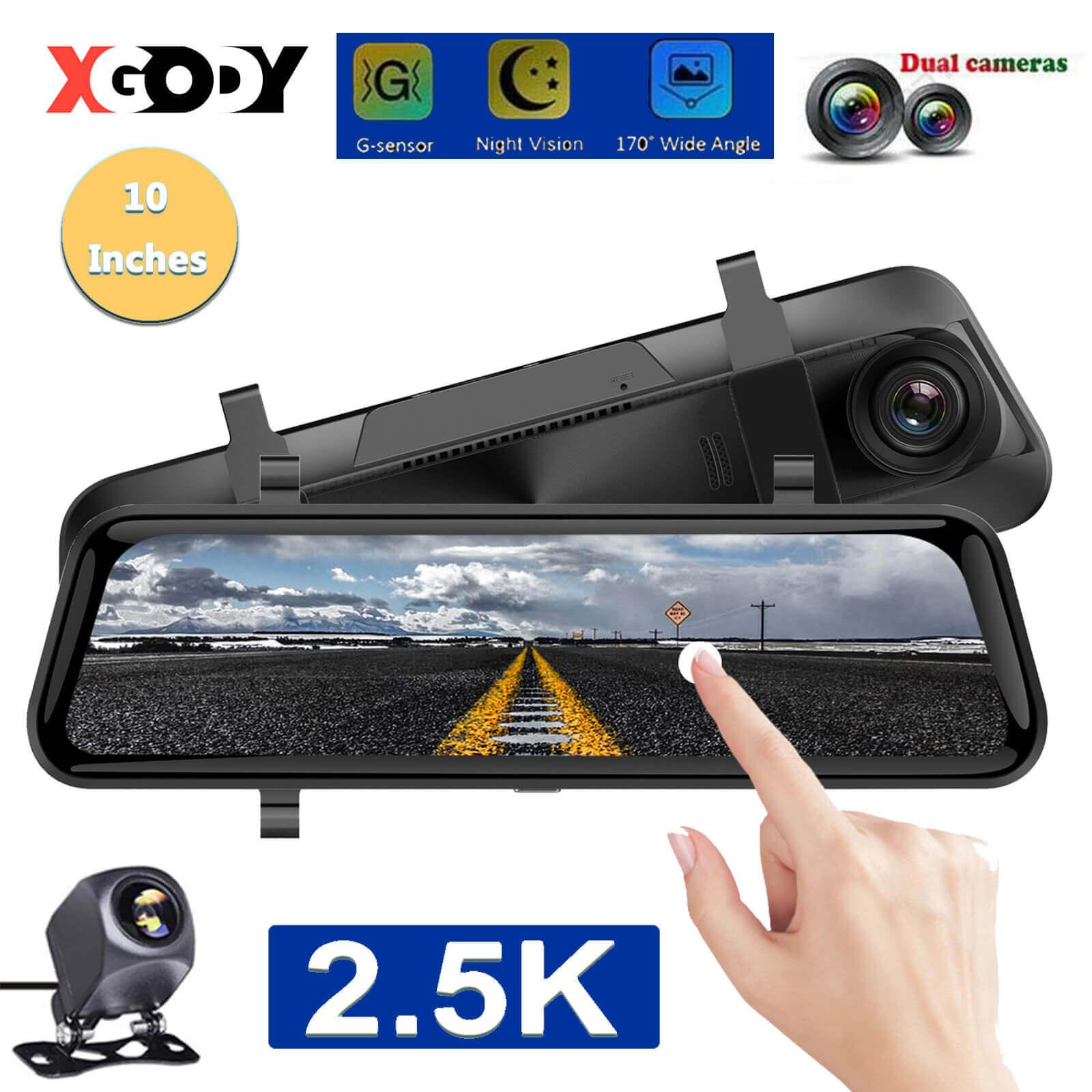 Cost-effective and Most worthwhile Front And Rear Dash Cam 2K | XGODY H11 Rear View Mirror Dash Camera, Night Vision, TouchScreen, Loop Record - XGODY