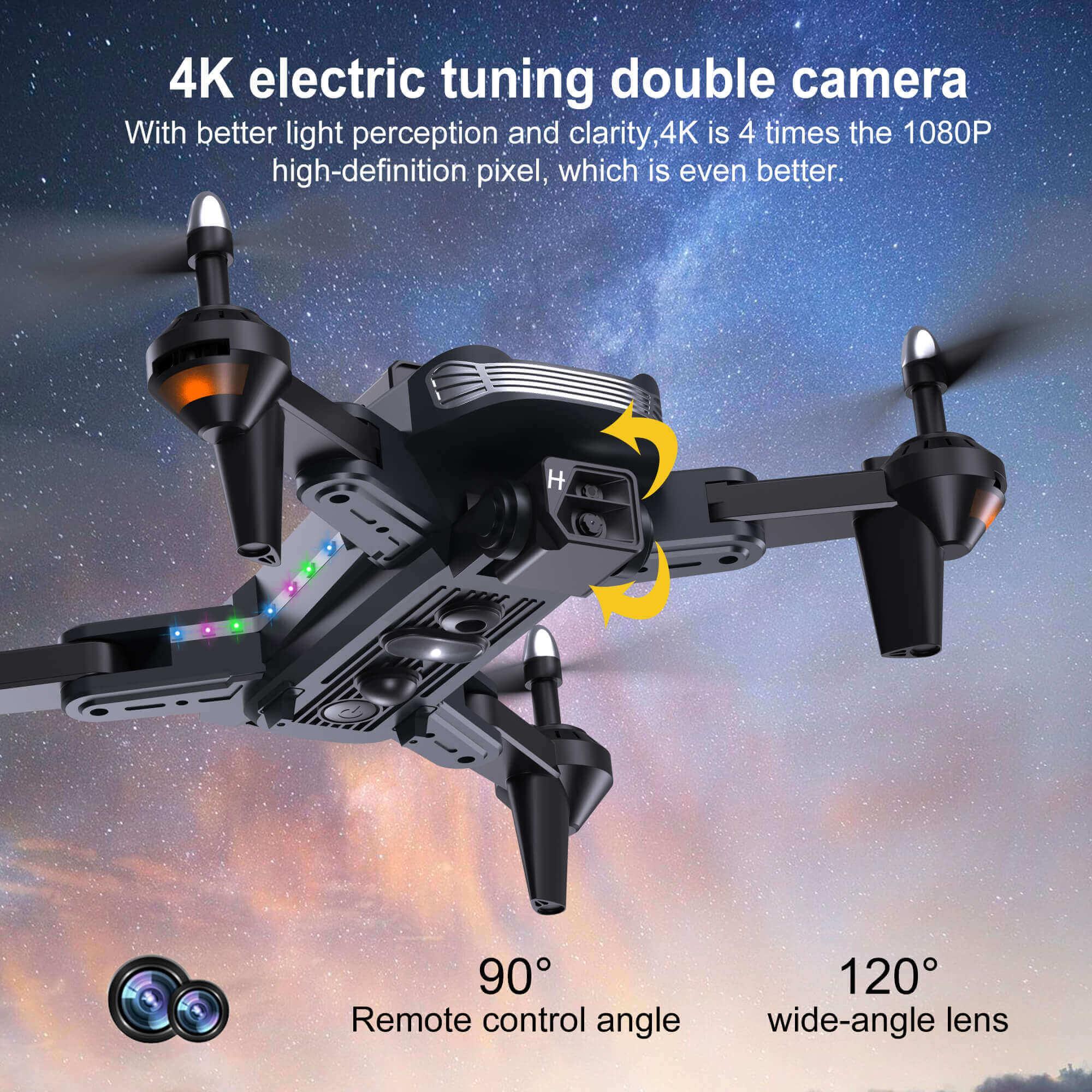 Cost-effective and Most worthwhile Mini Drone 4K Three-Sided Four-Axis Obstacle Avoidance Follow Foldable Remote Control HD - XGODY