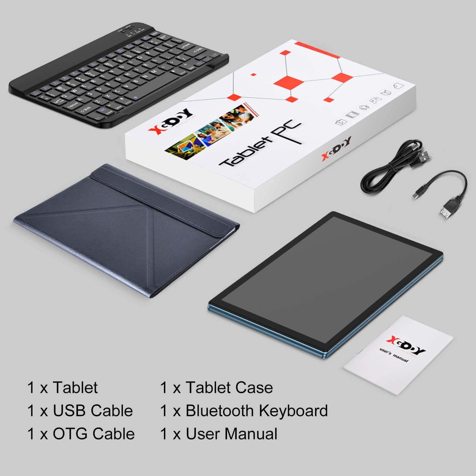 Cost-effective and Most worthwhile Top 10.4 Inch Android Tablet With Case, Keyboard Included, XGODY DM01 64GB Tablets PC With GPS For Working, Study - XGODY