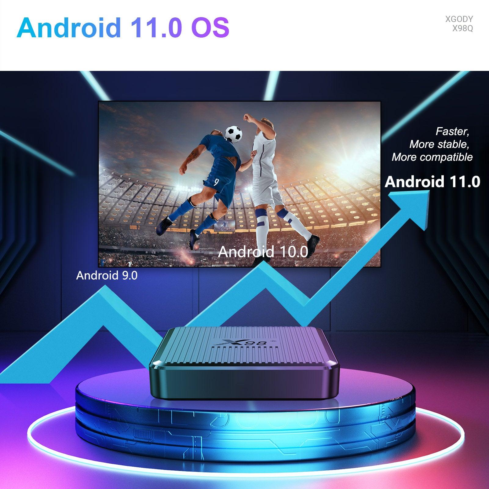 Cost-effective and Most worthwhile X98Q HDMI Android 11.0 Smart TV Box 4K, 2.4/5G Dual WiFi & Bluetooth, 16GB build-in Disney, Netflix - XGODY