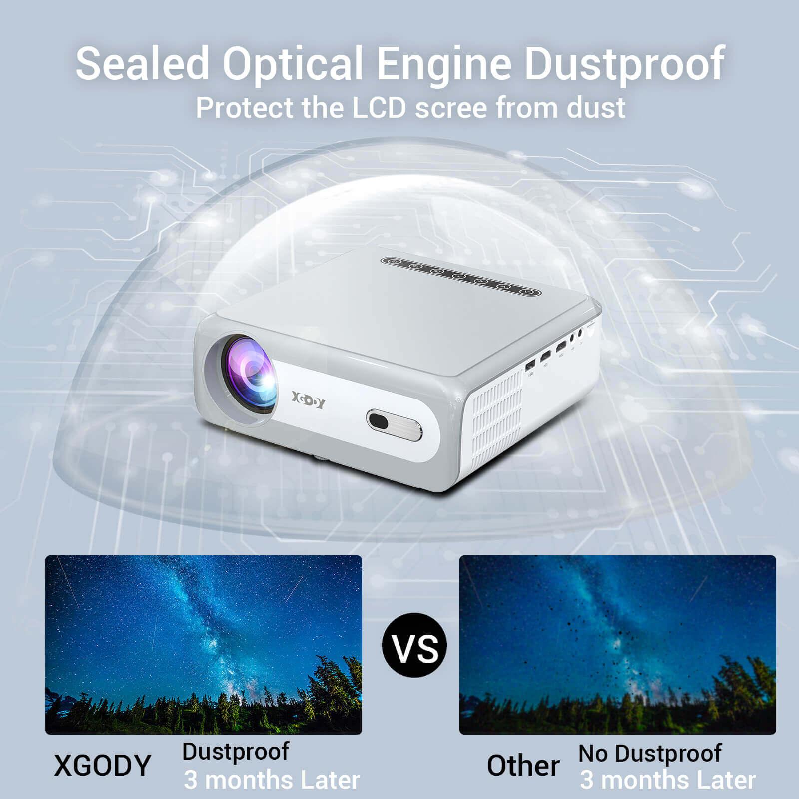 Cost-effective and Most worthwhile XGODY 4K Portable Smart Projector With Built-in Apps, Built-In TV Stick All-In-One Projector - XGODY