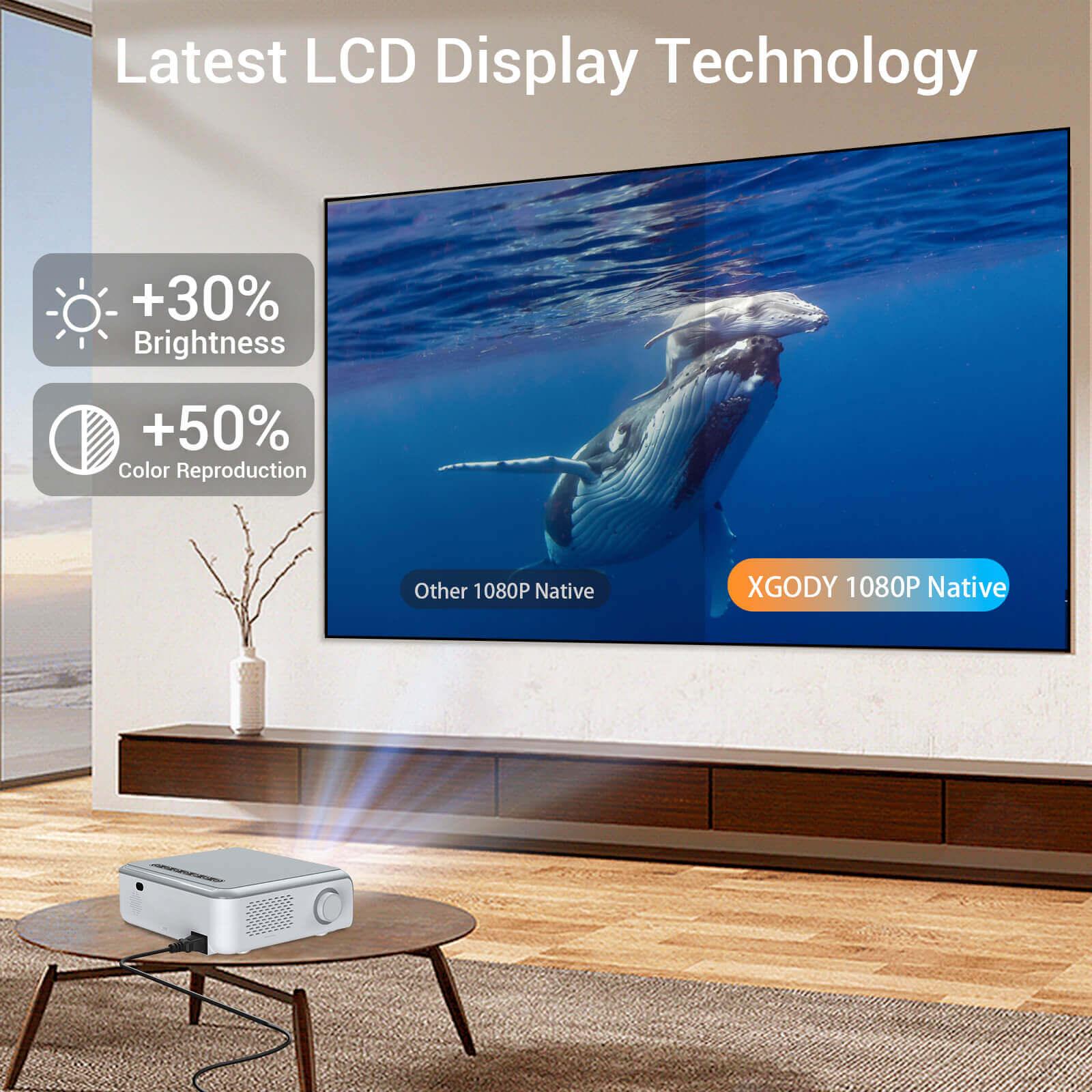 Cost-effective and Most worthwhile XGODY 4K Portable Smart Projector With Built-in Apps, Built-In TV Stick All-In-One Projector - XGODY