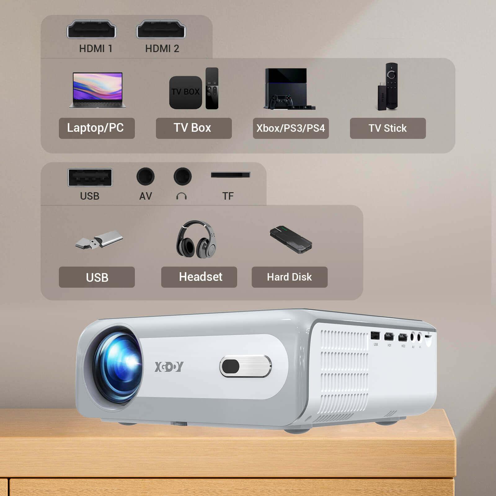 Cost-effective and Most worthwhile XGODY 4K Portable Smart Projector With Built-in Apps, Built-In TV Stick All-In-One Projector - XGODY