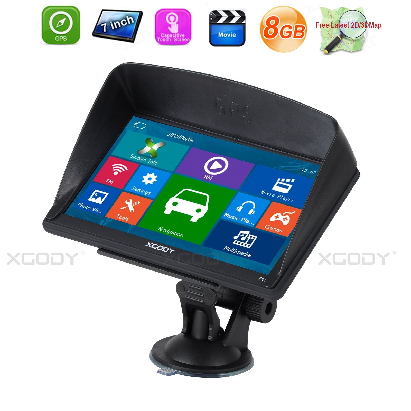Cost-effective and Most worthwhile XGODY 715F 7" TRUCK Car GPS Navigator 8GB World Map - XGODY