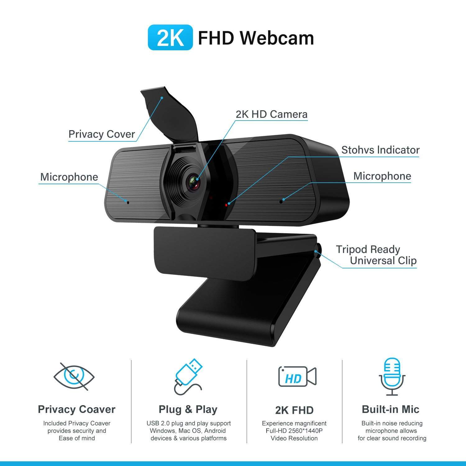 Cost-effective and Most worthwhile XGODY C90 2k Webcam with Microphone - XGODY