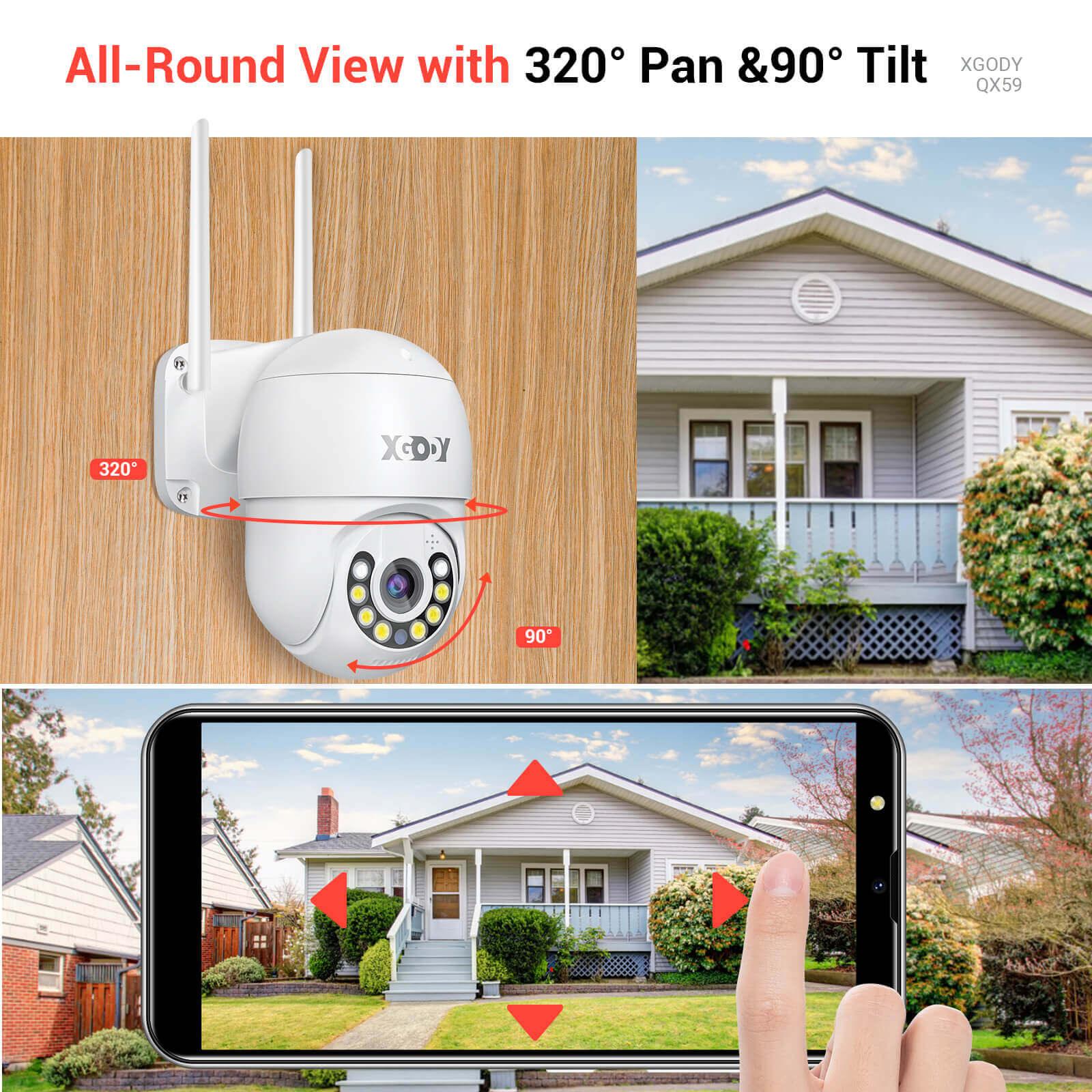 Cost-effective and Most worthwhile XGODY PTZ Camera 360° Home Security Cameras Oudoor 1080P IP66 Waterproof, Motion Detection | QX59 - XGODY