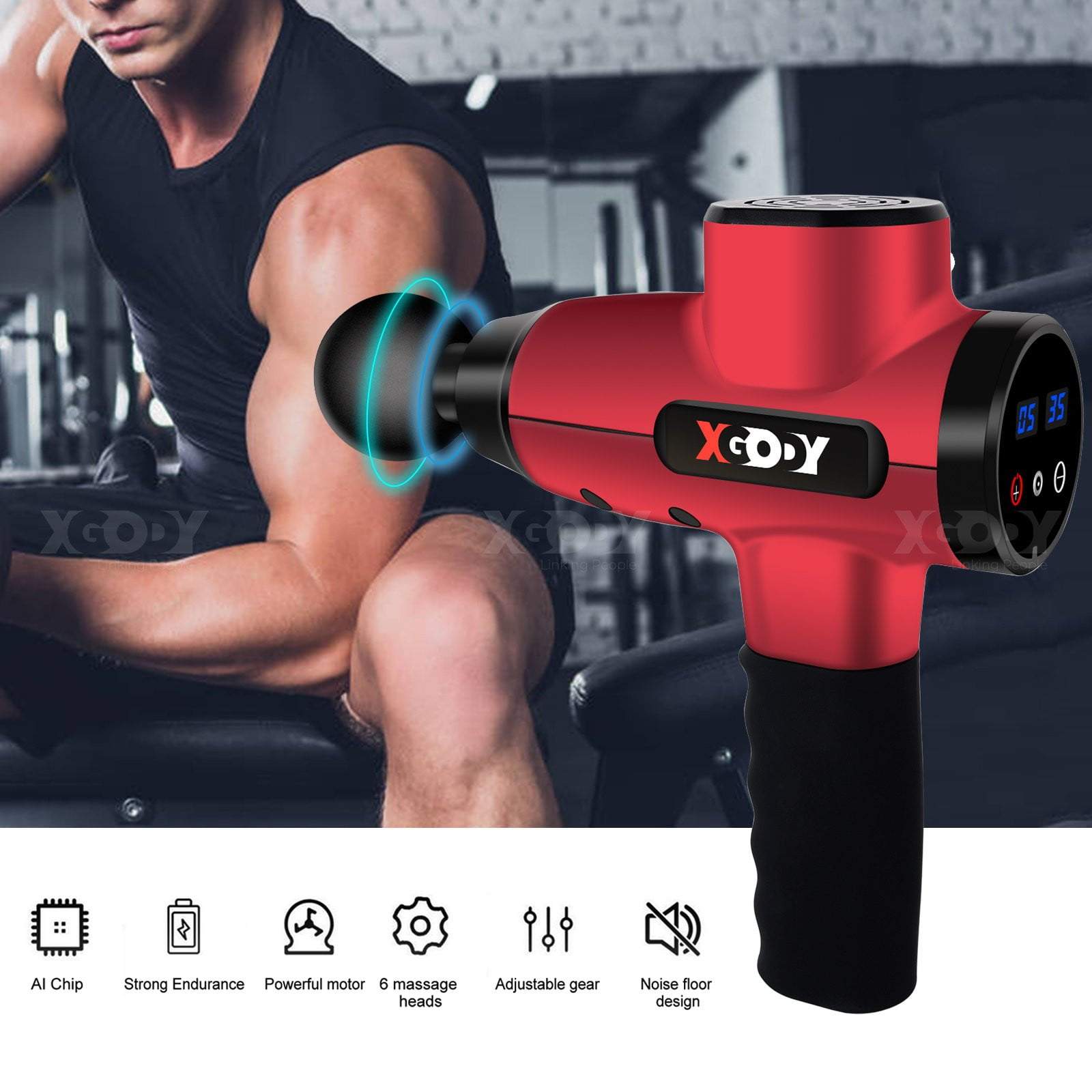 Cost-effective and Most worthwhile XGODY YZ01 Massage Gun Powerful Percussion Massager Deep Tissue Muscle Relaxing - XGODY