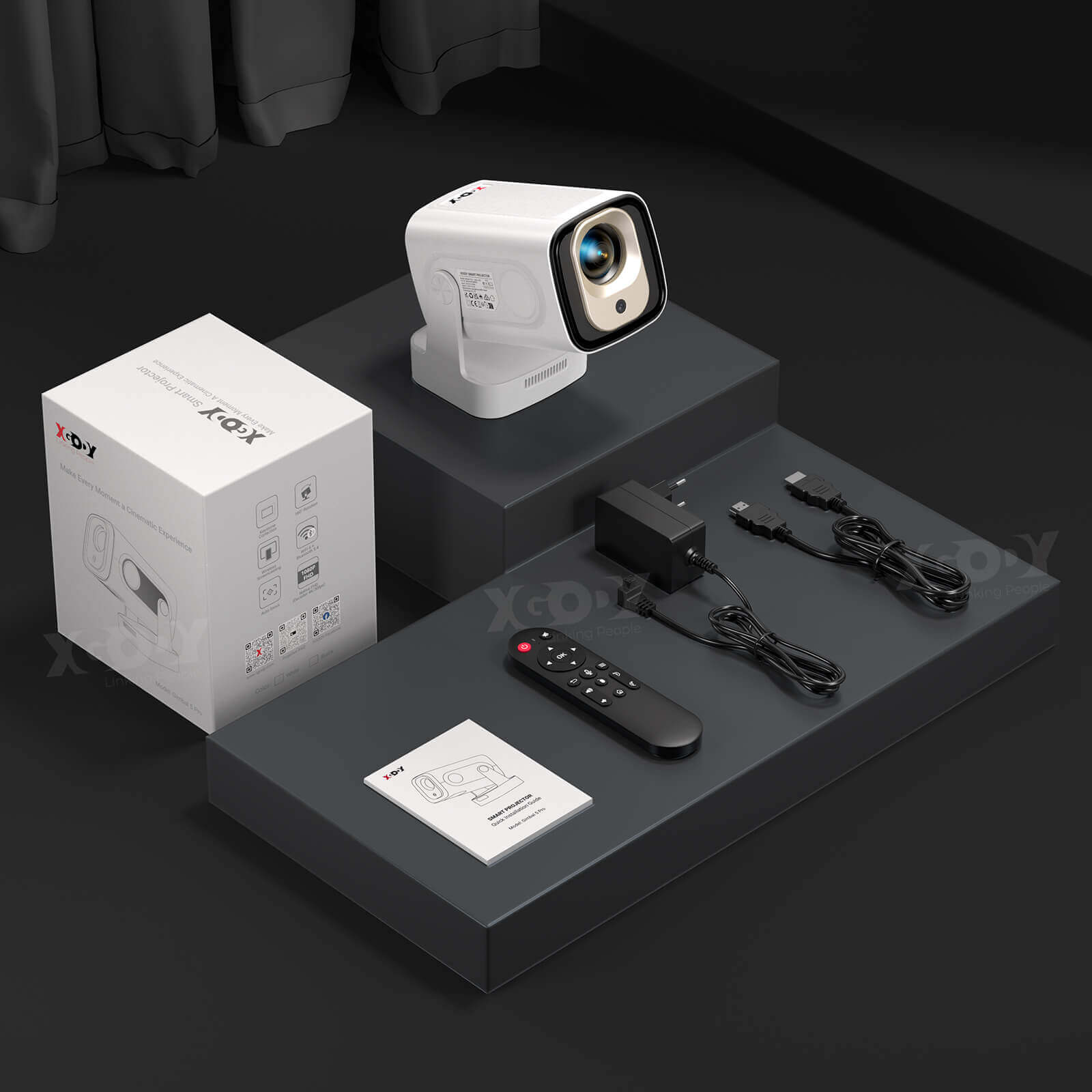 Gimbal 5 PRO: Portable Projector Android 14.0, Native 1080P, WiFi 6 & Bluetooth 5.4 Built-in Stereo Speaker