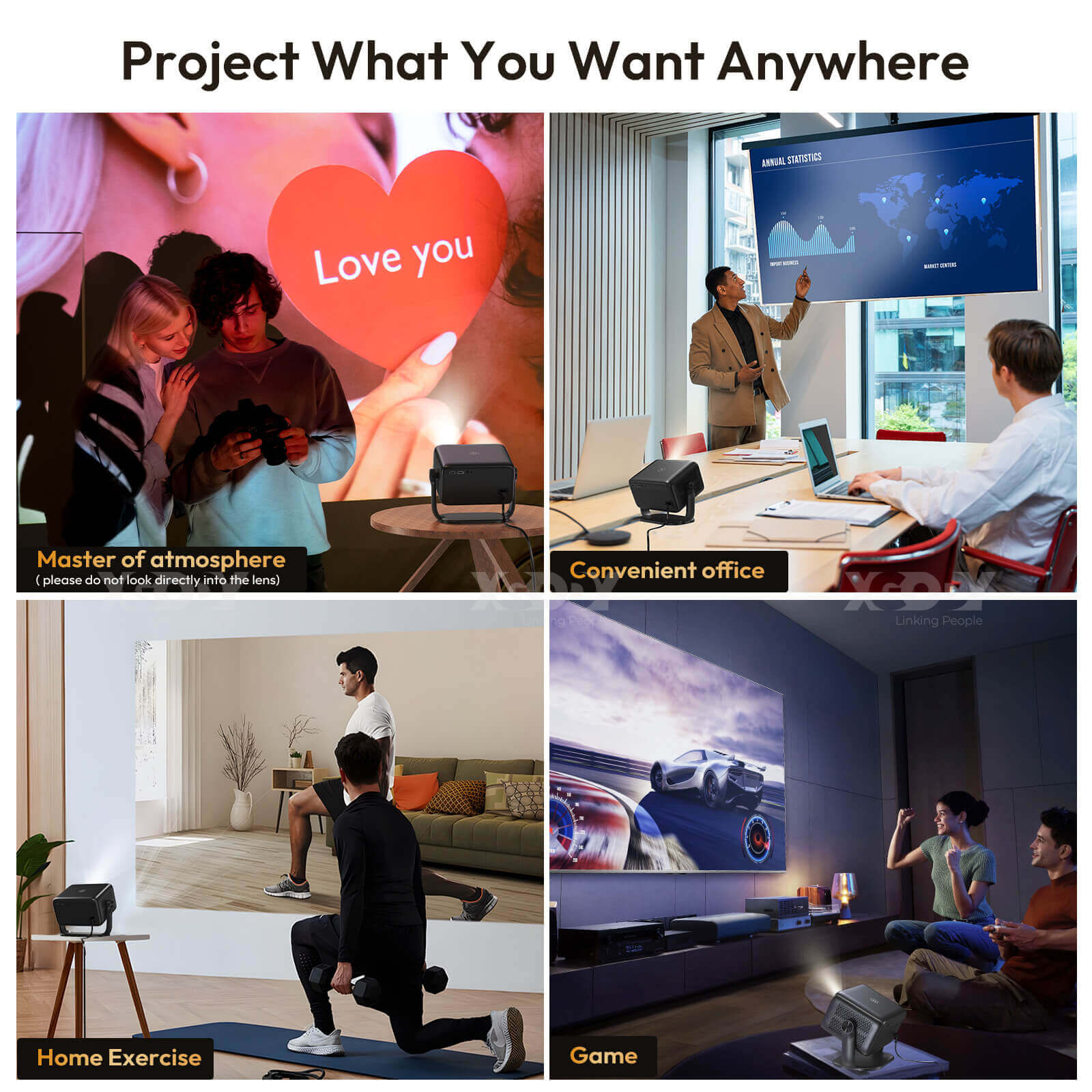 Gimbal A6: Portable Projector With Android 11.0, Native 1080P, WiFi & Bluetooth Auto Focus