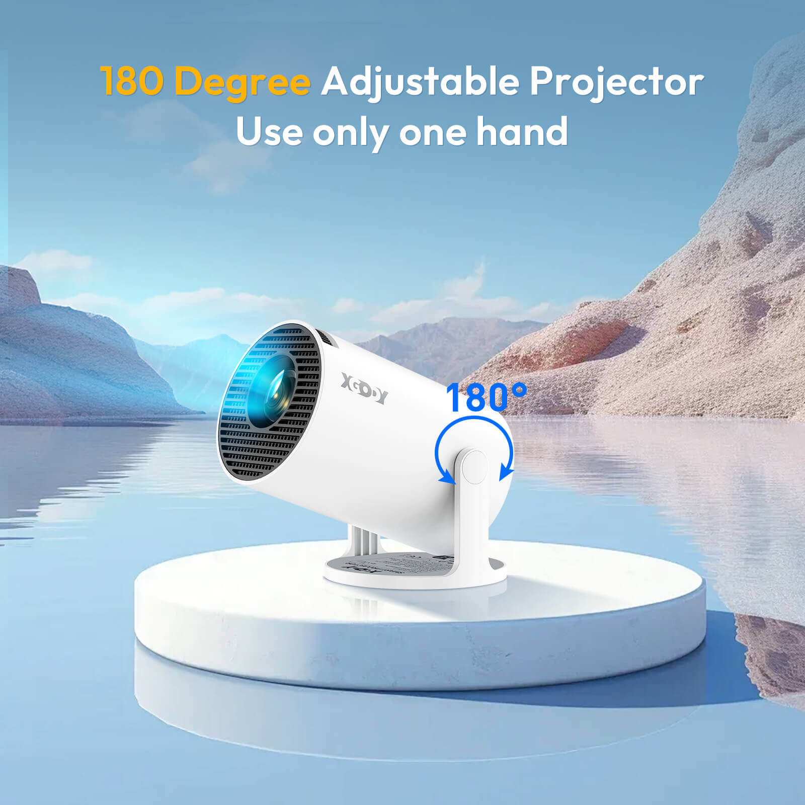 XGODY Gimbal 3 NEW Portable Short-throw Projector, Android 11.0 System With Bluetooth And Dual-Band WiFi6 Compact And Portable