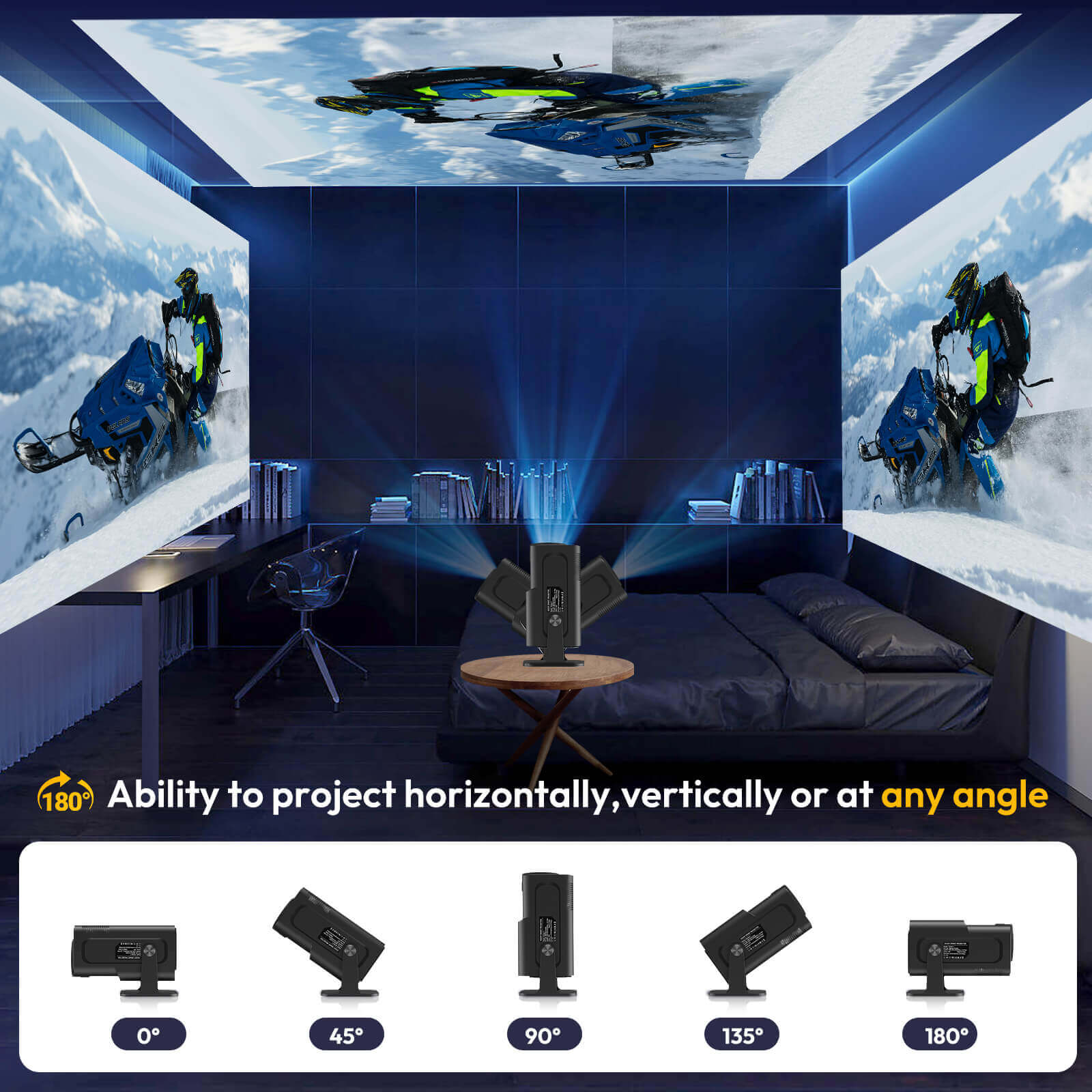 Gimbal 5: Portable Projector with Android 11.0, Native 1080P, WiFi & Bluetooth Connectivity