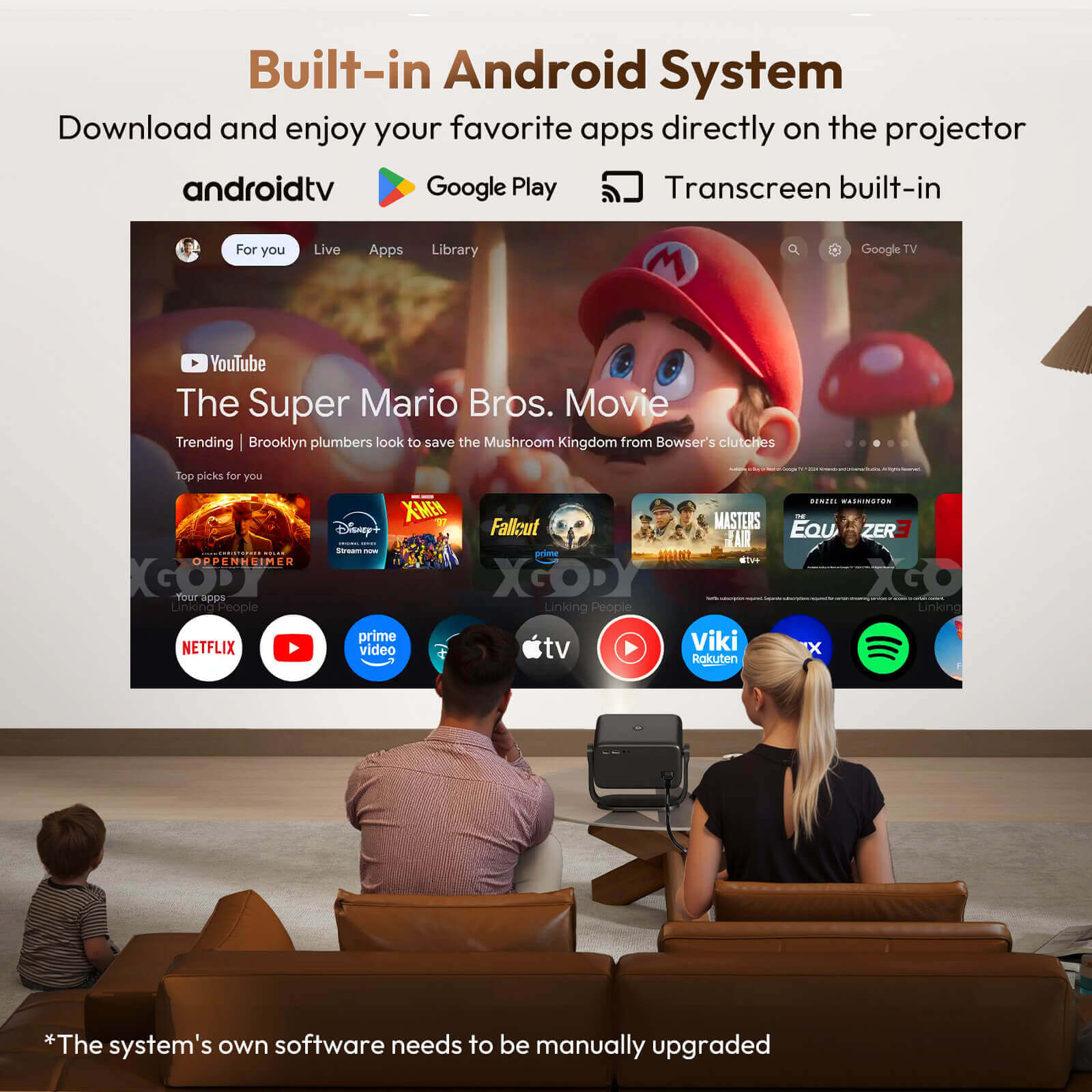 Gimbal A6: Portable Projector With Android 11.0, Native 1080P, WiFi & Bluetooth Auto Focus