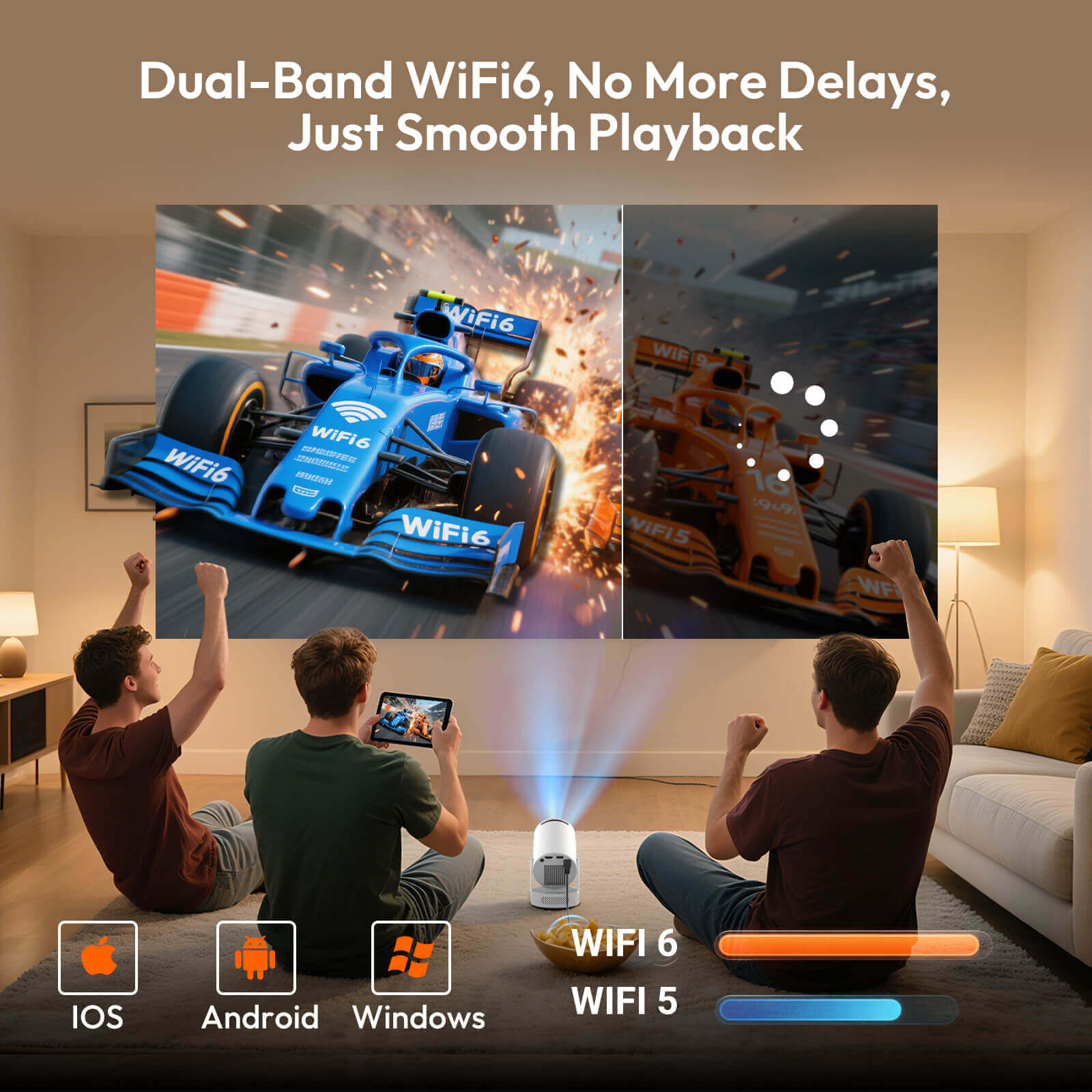 XGODY Gimbal 3S Portable Short-throw Projector, Android 11.0 system With Bluetooth And Dual-band WiFi6