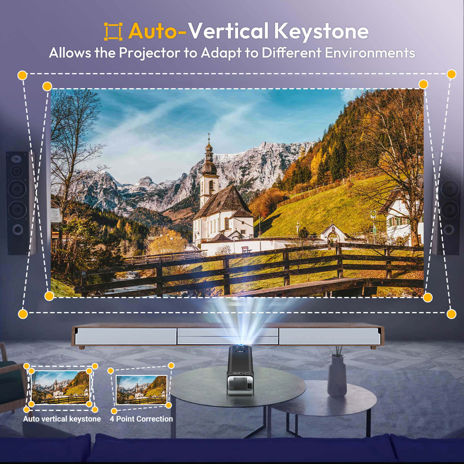 Gimbal 5: Portable Projector with Android 11.0, Native 1080P, WiFi & Bluetooth Connectivity