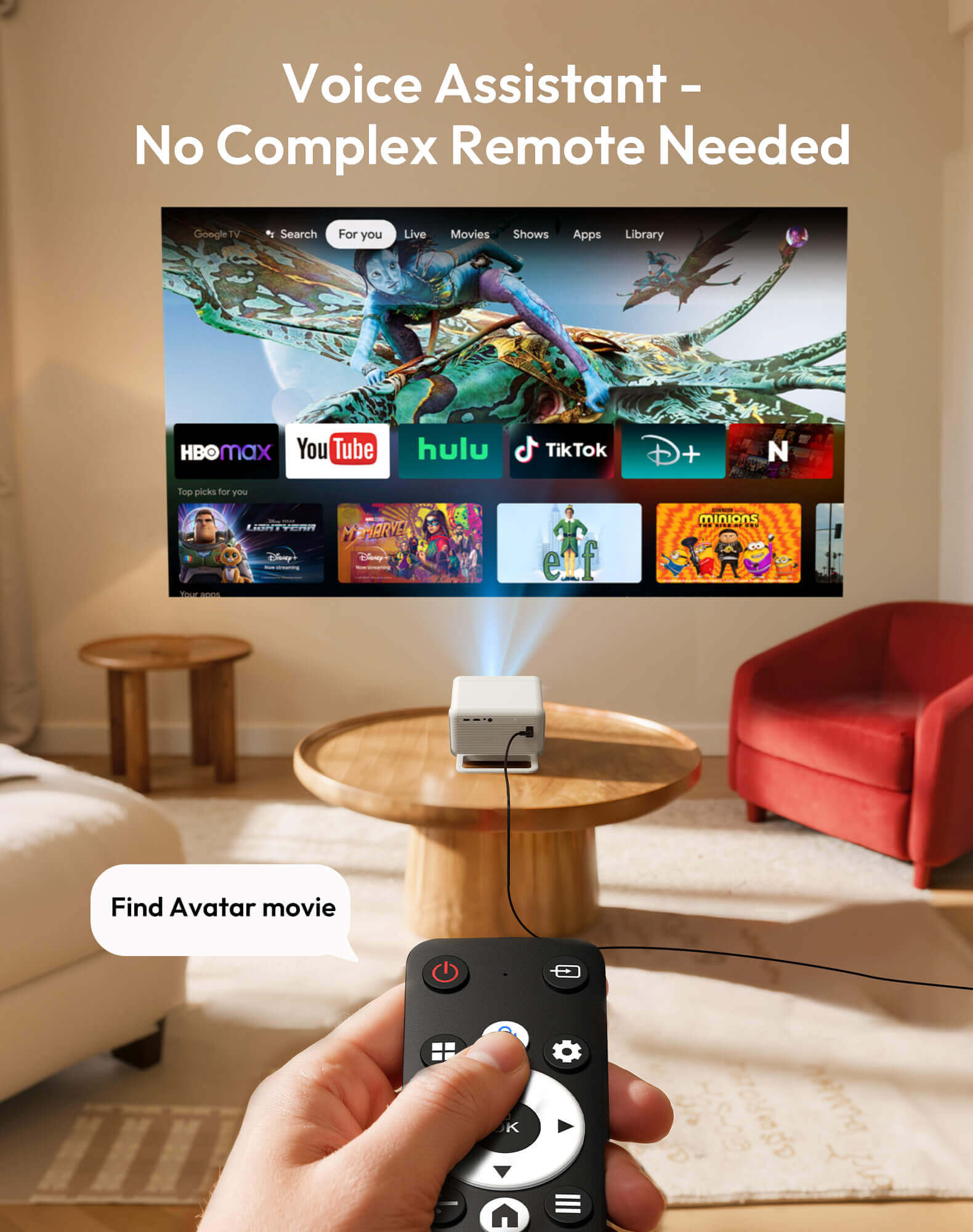 Gimbal N6 Pro Portable Projector With Native 1080P WiFi 6 & Bluetooth 5.4 32GB For Home Theater