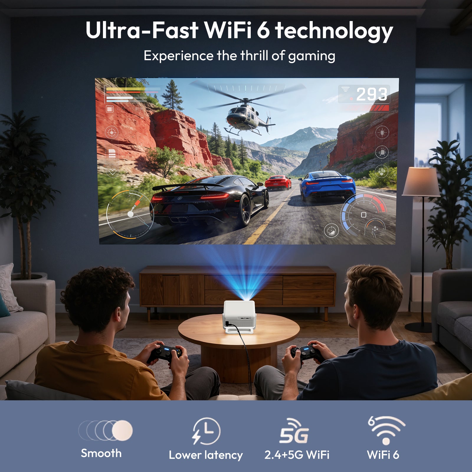 XGODY Gimbal A1 Smart Projector - Android 14 | 6D Auto Keystone | 4K Supported Dual Speakers