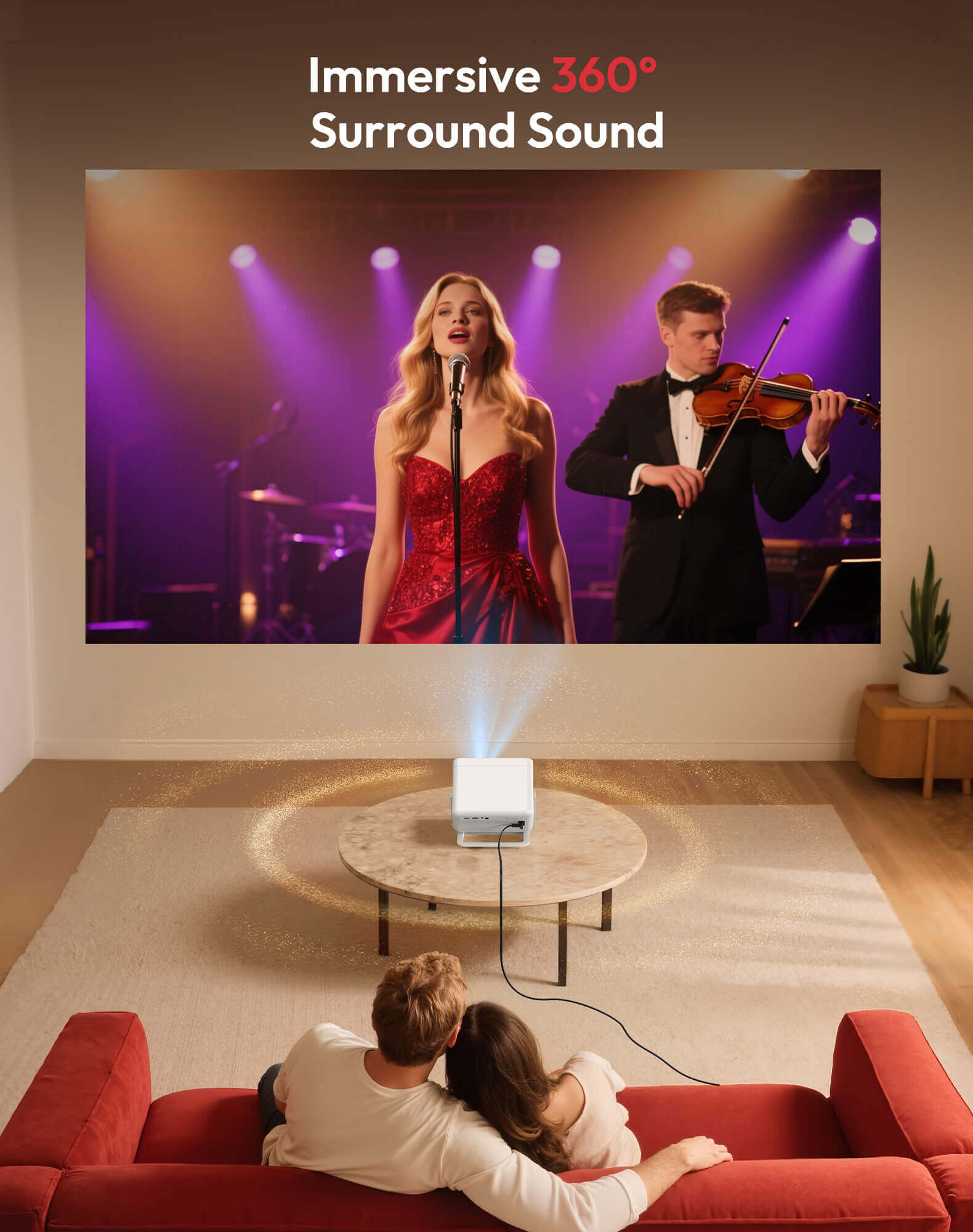 Gimbal N6 Pro Portable Projector With Native 1080P WiFi 6 & Bluetooth 5.4 32GB For Home Theater