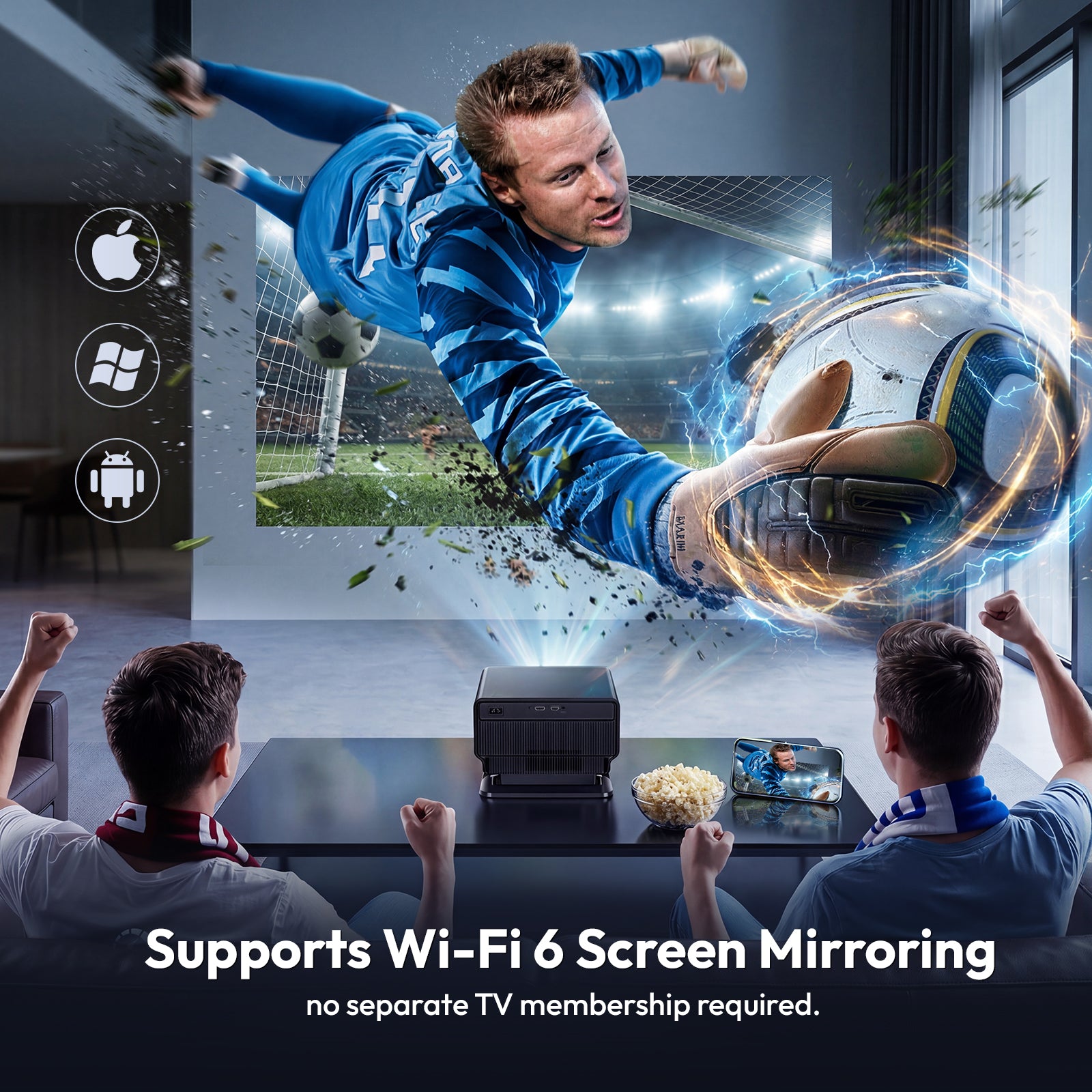 Gimbal A8 Portable Projector Android 14 With Native 1080P Support 8K Dual Speakers