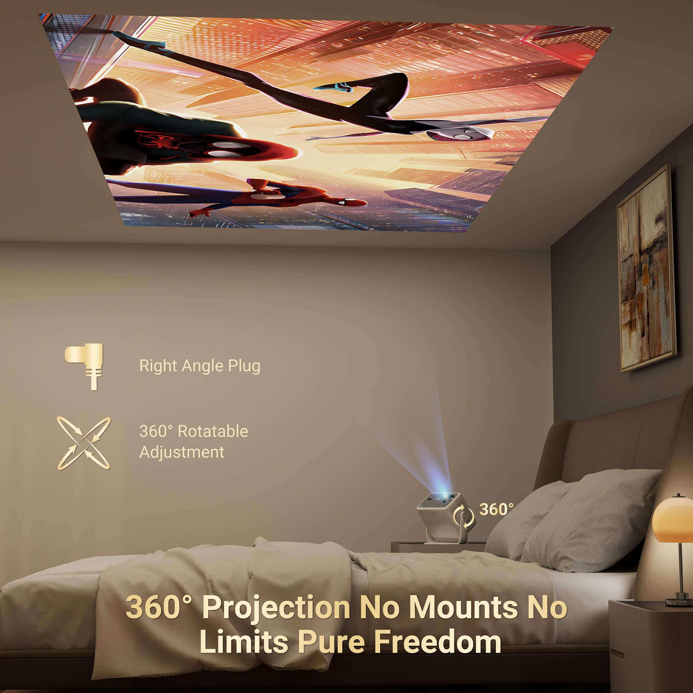 Gimbal N6 Portable Projector With Native 1080P, WiFi 6 & Bluetooth 5.2 For Home Theater