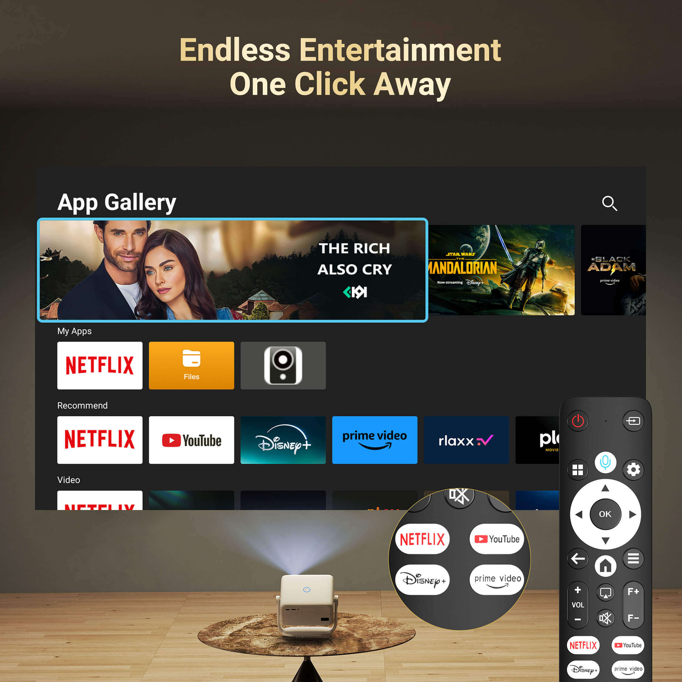 Gimbal N6 Portable Projector With Native 1080P, WiFi 6 & Bluetooth 5.2 For Home Theater