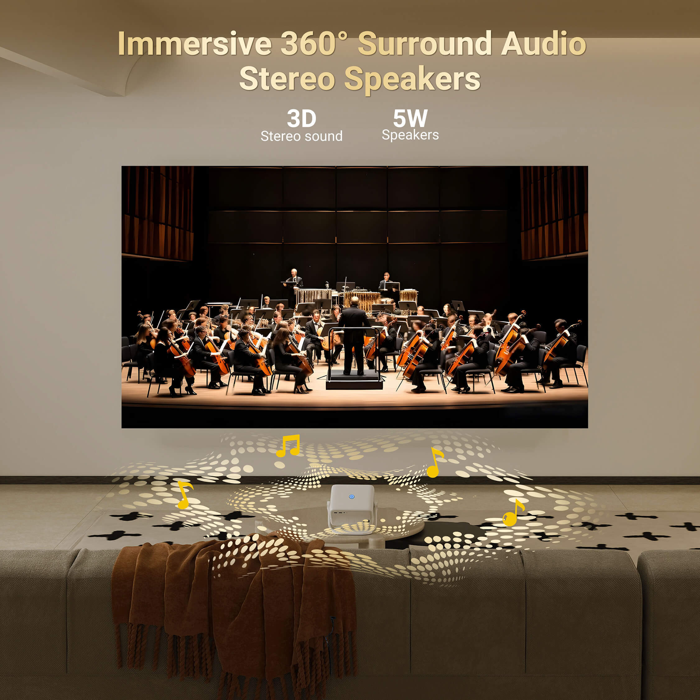 Gimbal N6 Portable Projector With Native 1080P, WiFi 6 & Bluetooth 5.2 For Home Theater