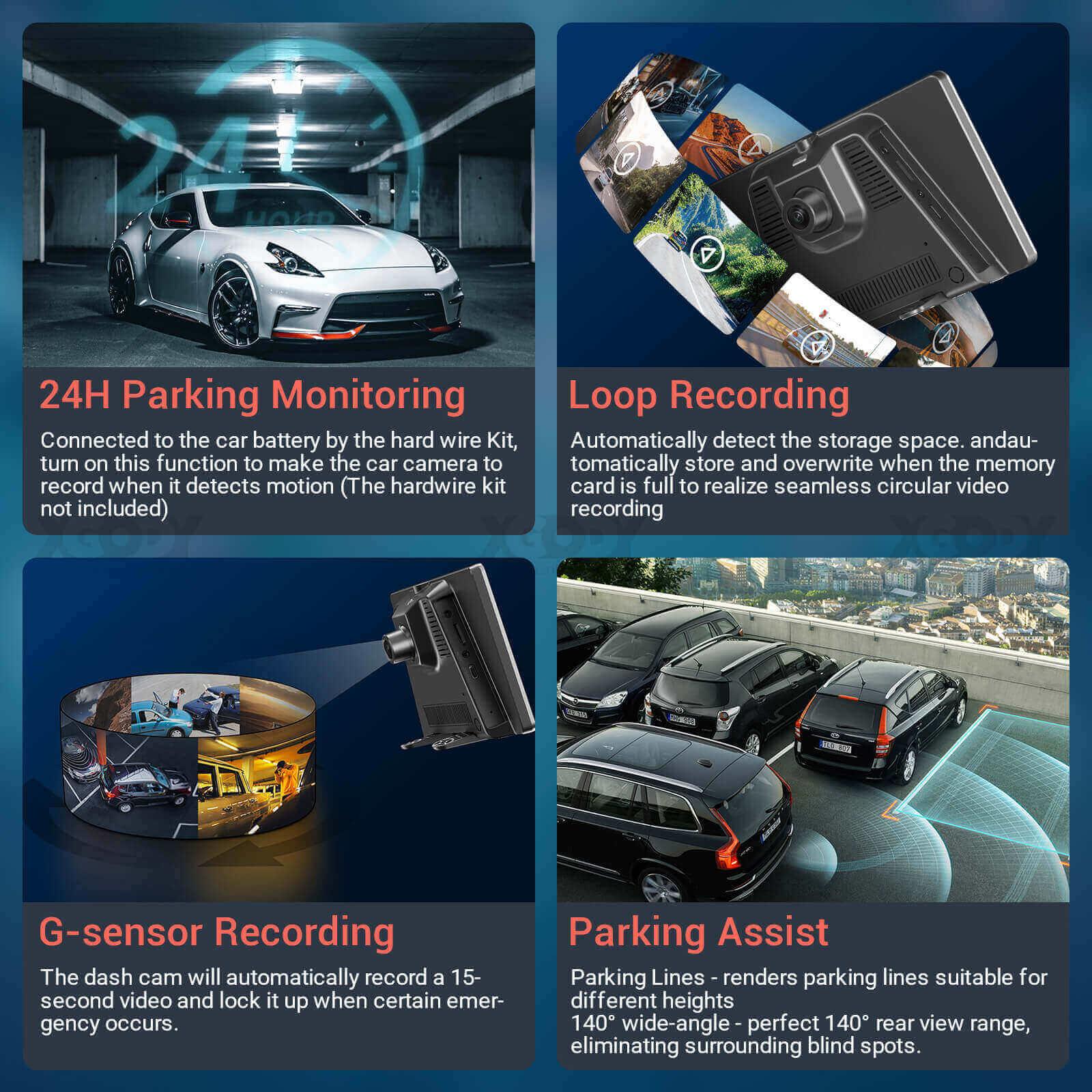 Cost-effective and Most worthwhile XGODY Q26 Dash Cam | 7" Screen, 4K+1080P Cameras, Carplay/Android Auto, GPS Tracking - XGODY 