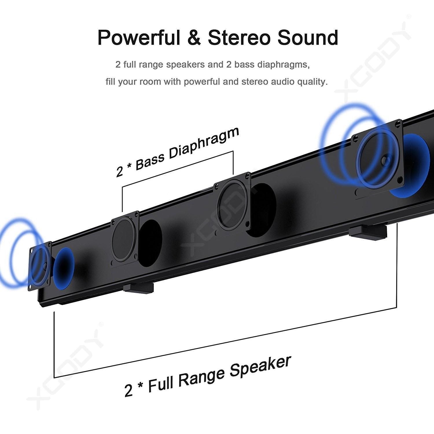 Cost-effective and Most worthwhile XGody 1013A Surround Sound Wireless Subwoofer 2.0 TV Soundbar - XGODY 