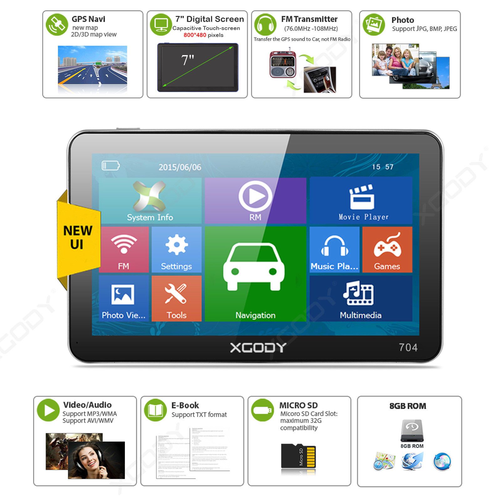 Cost-effective and Most worthwhile XGODY 704F 7'' Car truck Portable GPS Navigator Sunshade - XGODY 