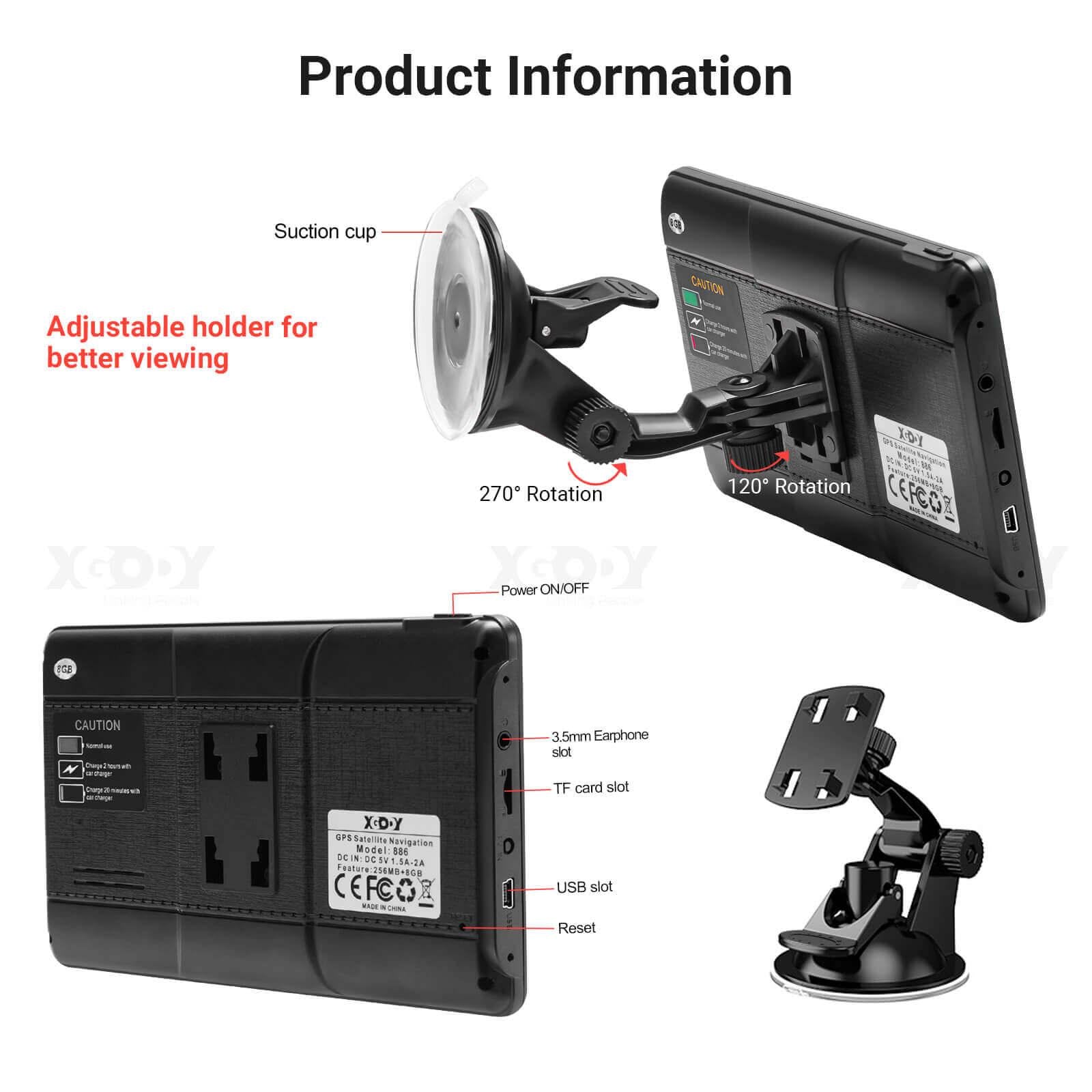 Cost-effective and Most worthwhile XGODY 886BT | 7-inch GPS Truck Navigator, Easy Raed Touchscreen Display, Custom Routing and Dock Guidance - XGODY 