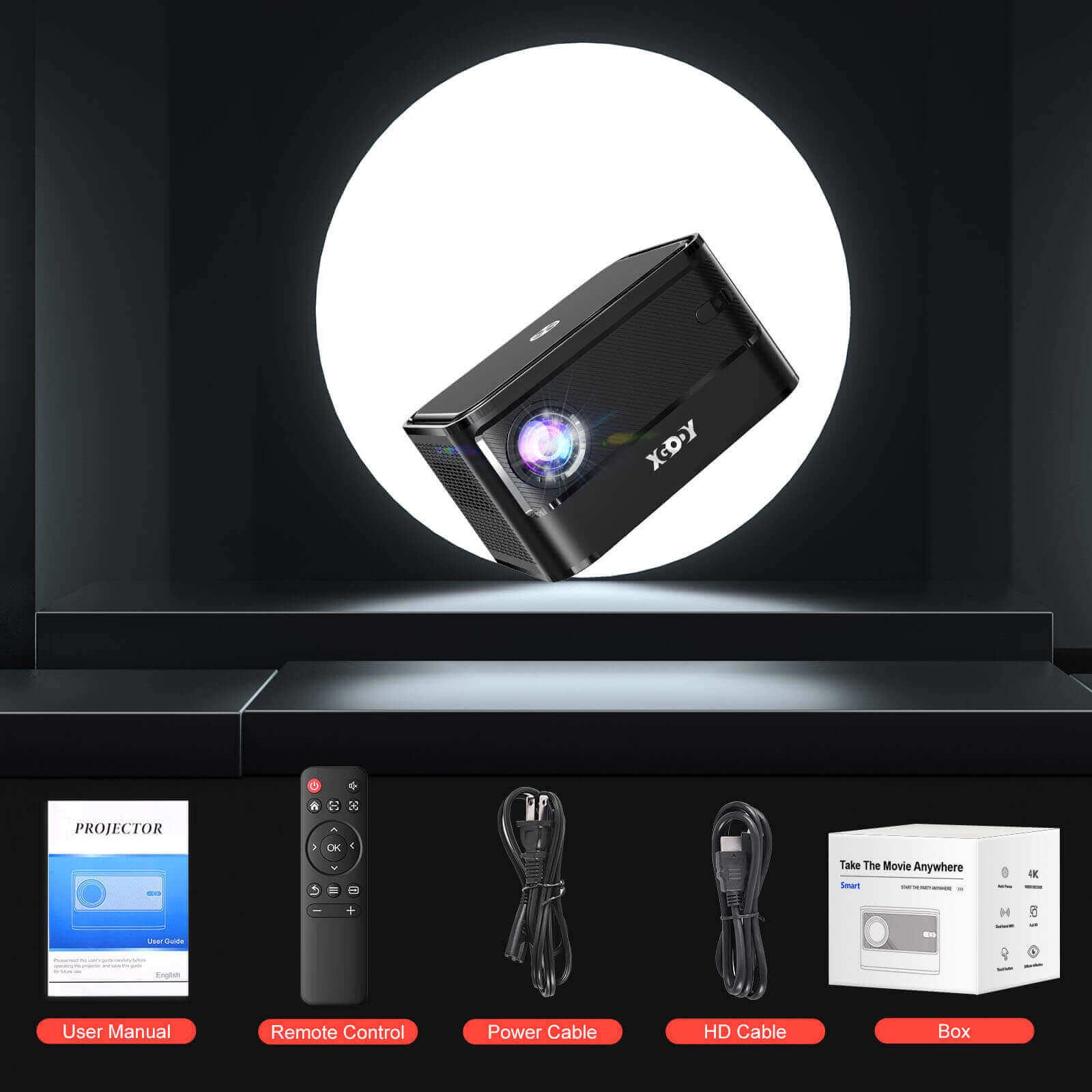 Cost-effective and Most worthwhile XGODY A40 Mini Portable Home LED Projector, Auto Focus, Native 1080P WiFi Bluetooth Projector 4k Support - XGODY 